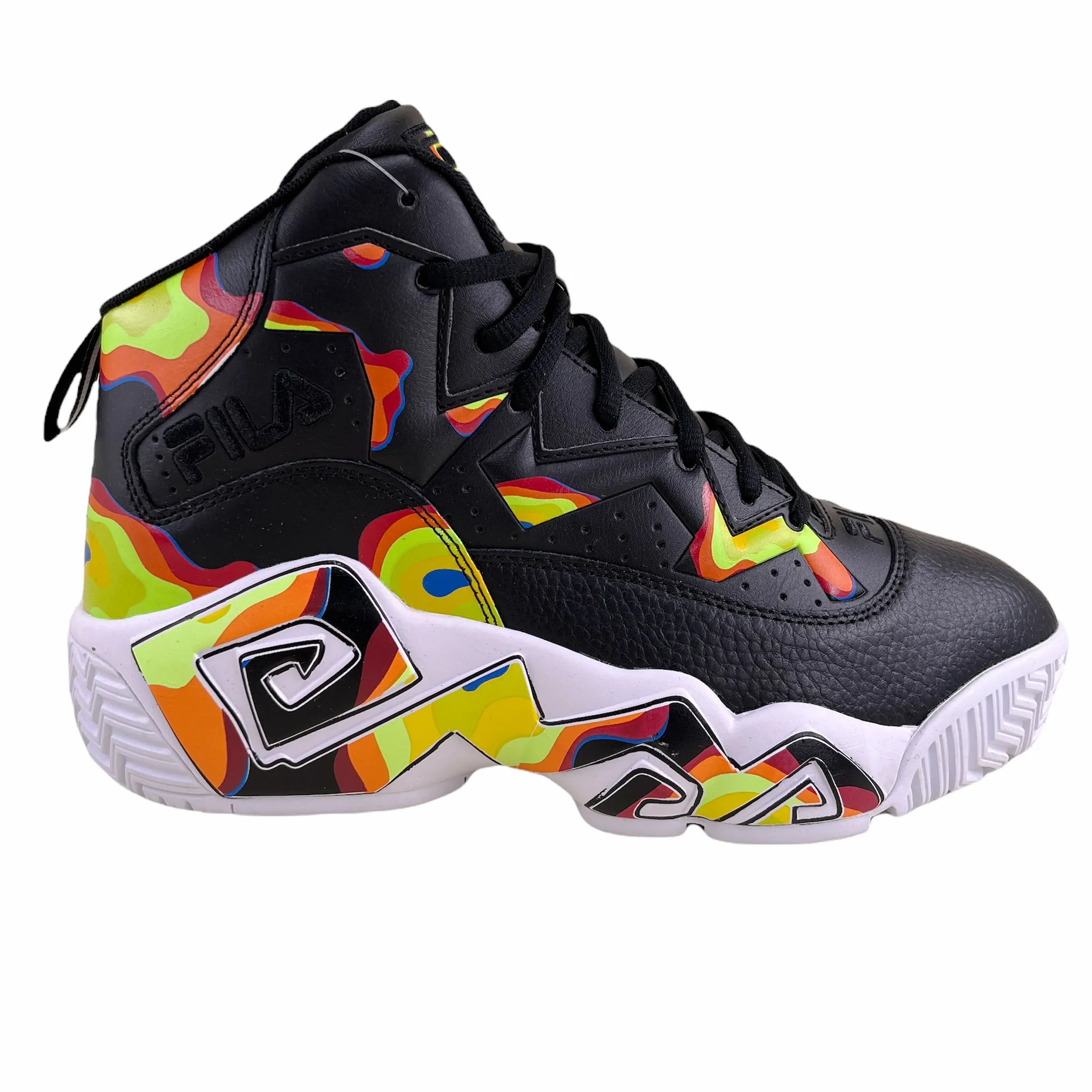 Fila Men's 1BM01745-024 MB Jamal Mashburn Black Red Orange Fila Red Retro Basketball Shoes Ankle wrap Soft Neutral