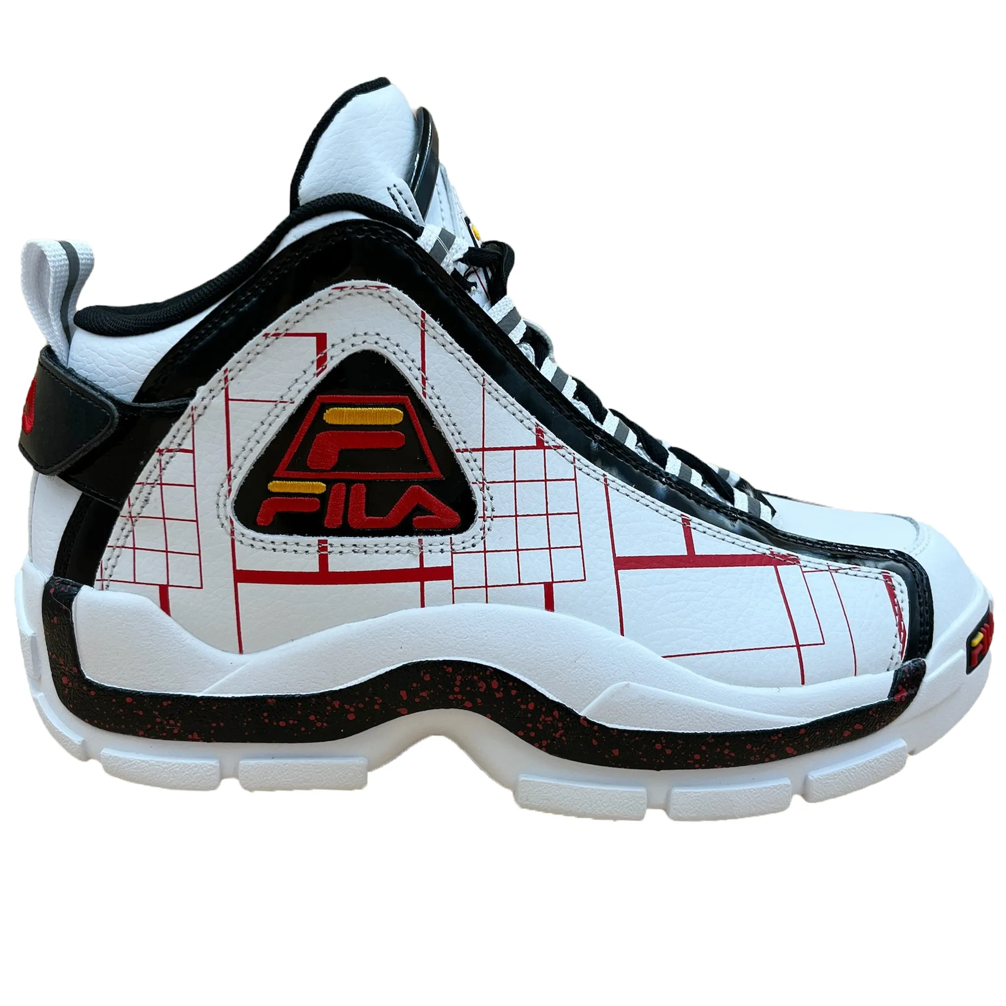 Fila Men's 1BM01753 Grant Hill 2  Grid White/Black Basketball Shoes Wet Grip