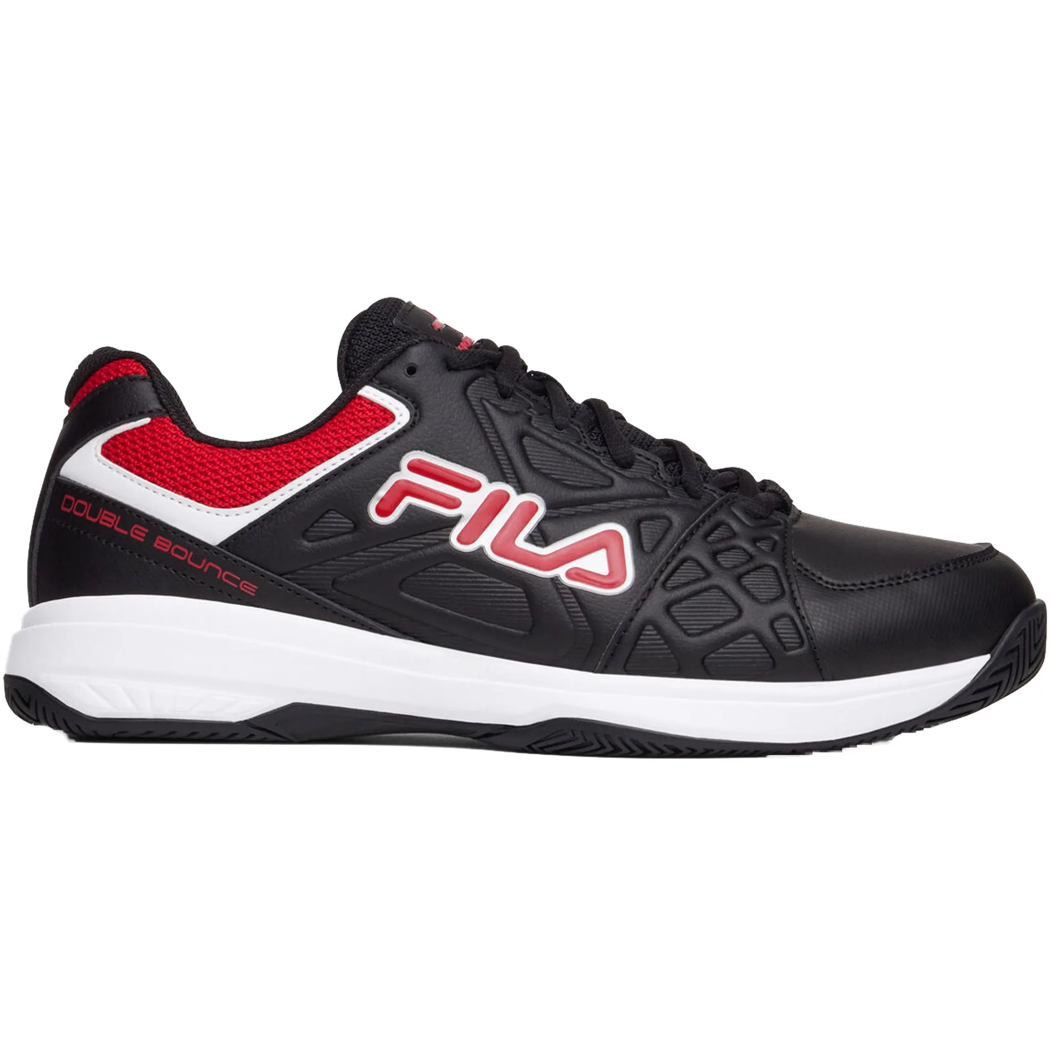 mud proof Fila Men's 1PM00601 014 Double Bounce 3 Black White Red Pickleball Shoes