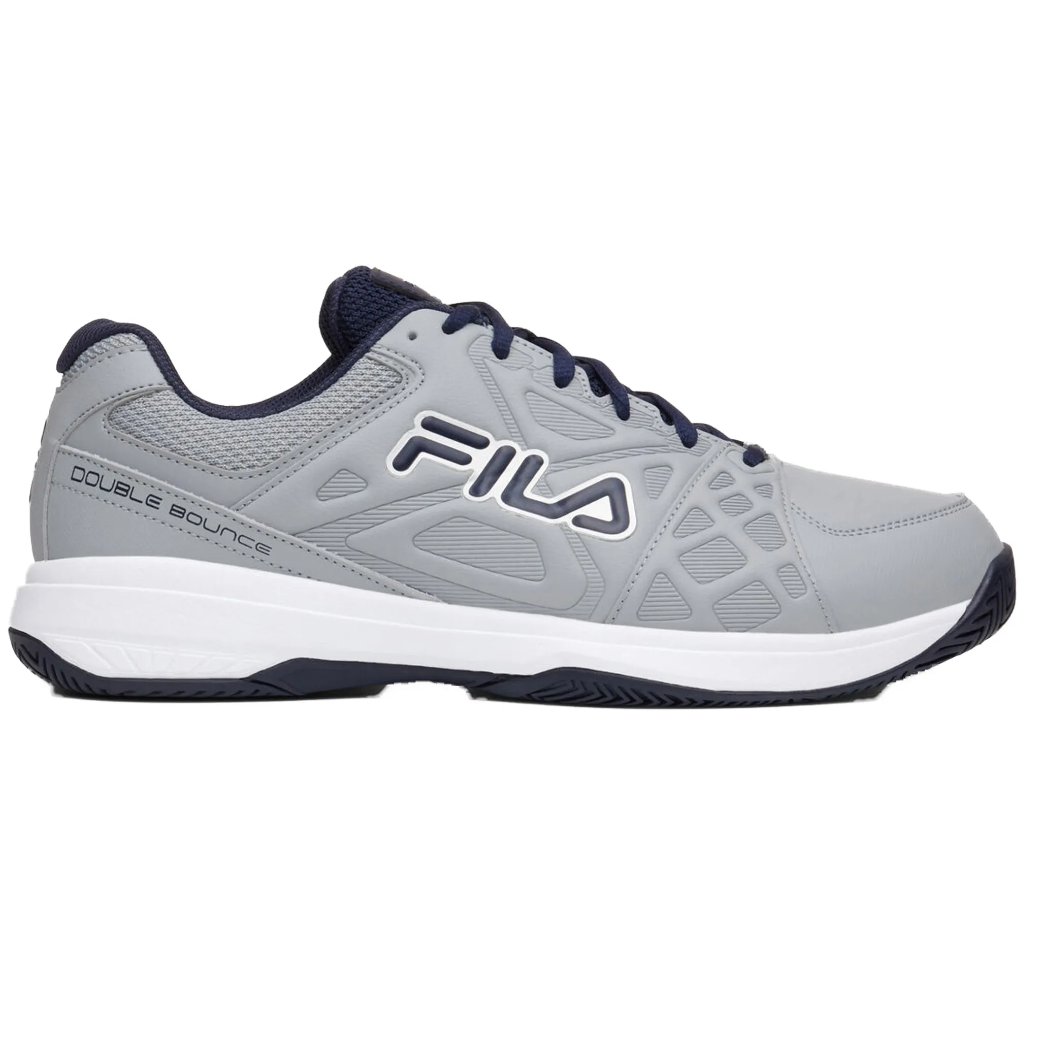 Fila Men's 1PM01800 256 Double Bounce 3 Highrise Navy Metallic Silver Pickleball Shoes Grip Strong