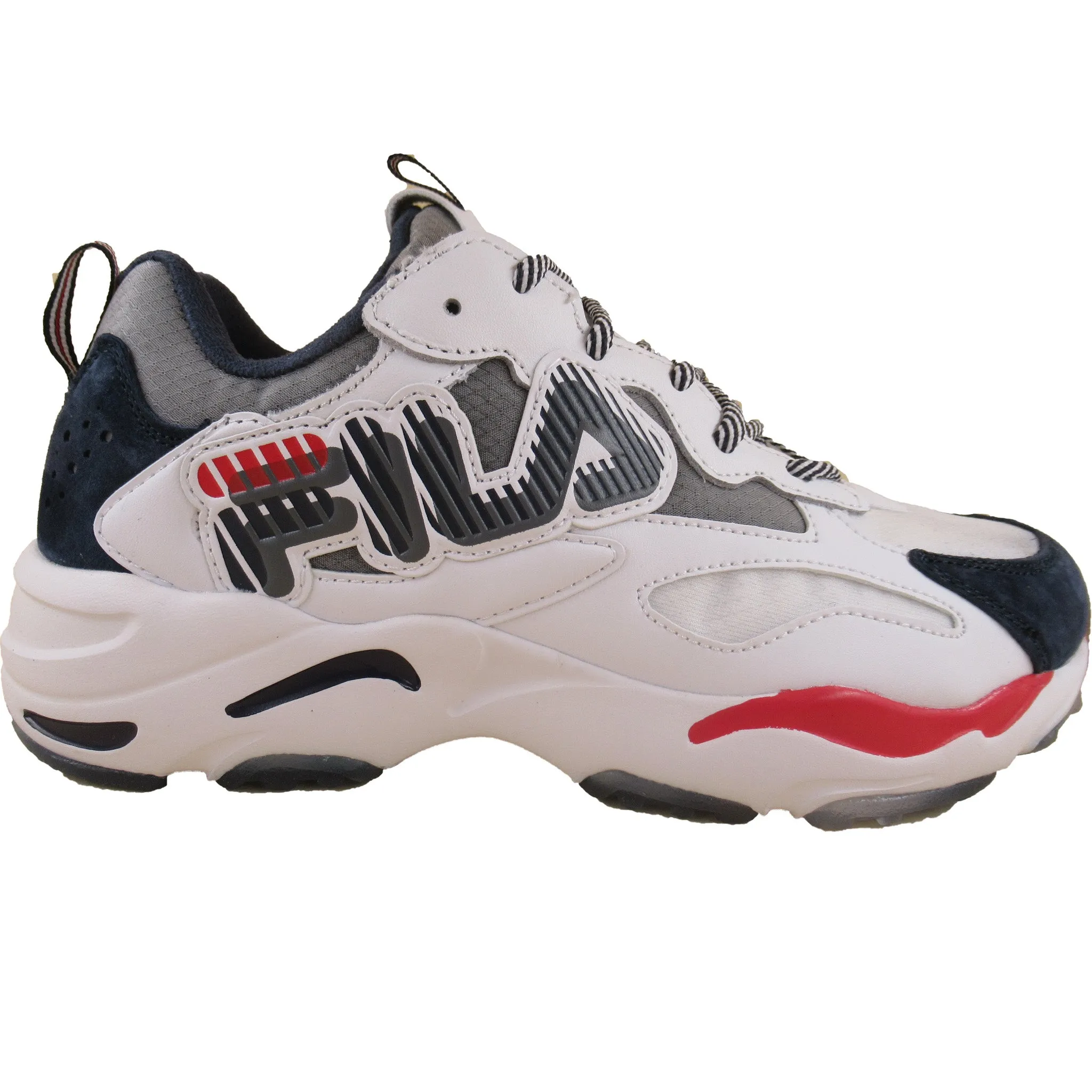 Fila Men's Ray Tracer Graphic White Navy Red Casual Shoes Function Meets Marathon Pace