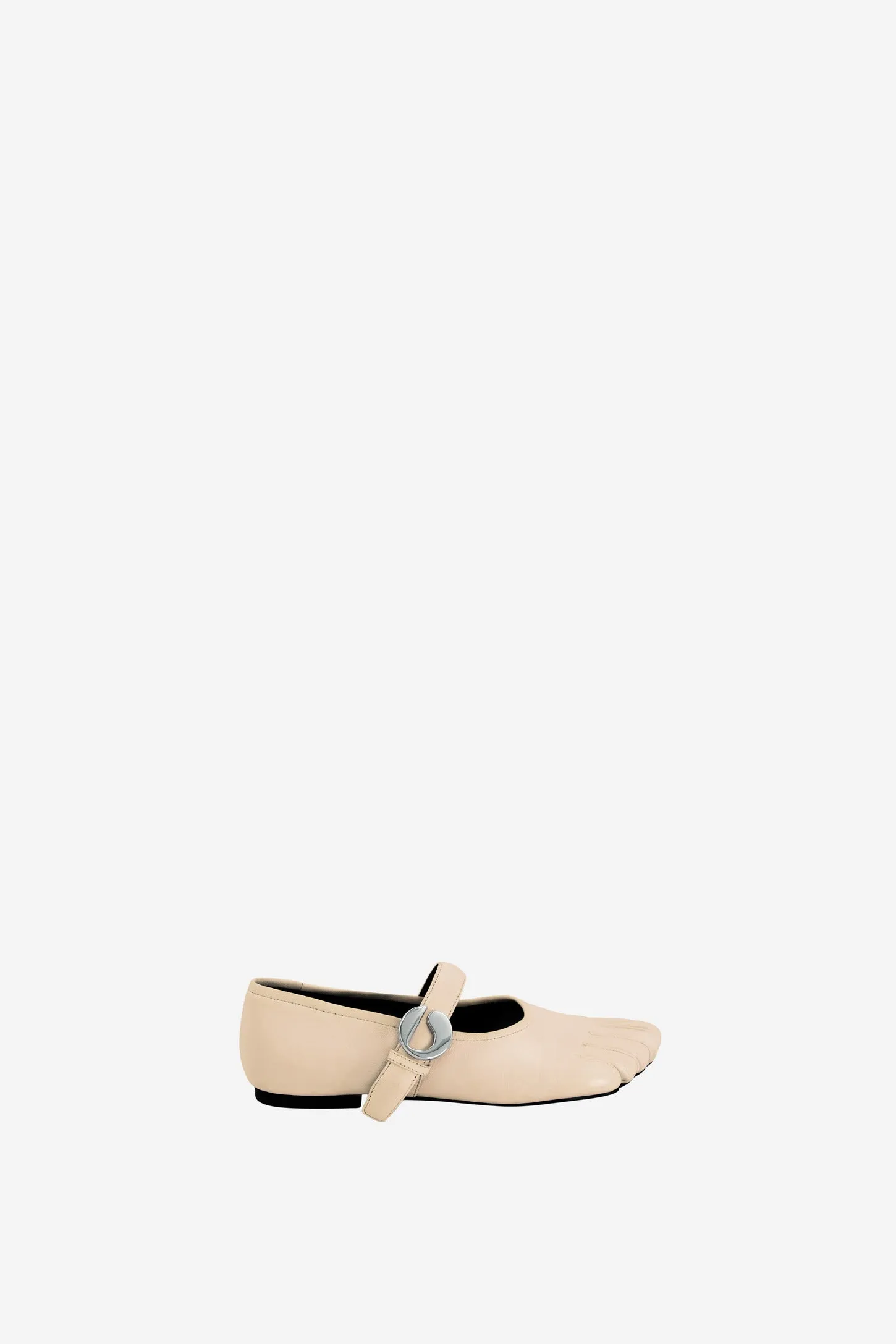 Play Mode Leather Upper Five-Toe Ballerina Belt Flat