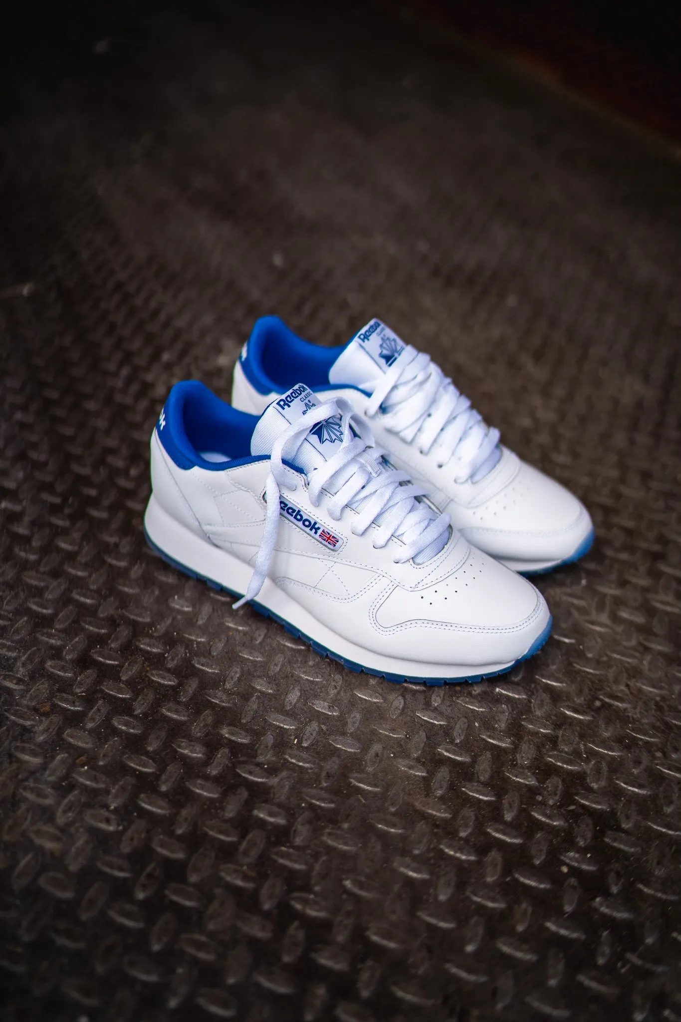 Mens Reebok Classic Leather (White/Blue) rainy Adult