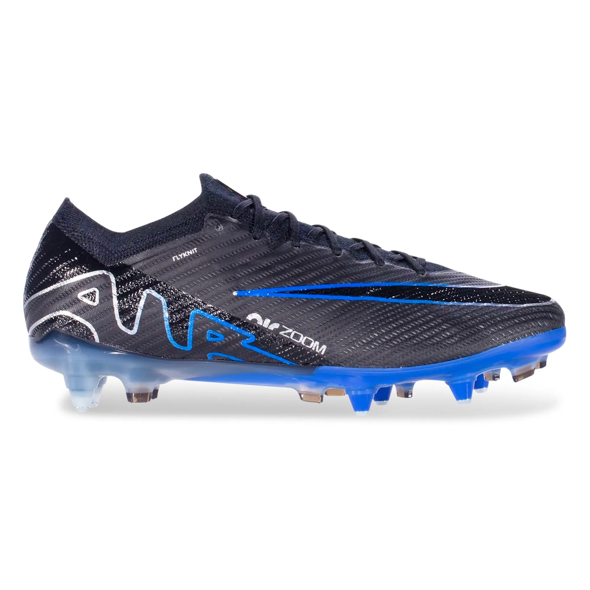 Nike Zoom Vapor 15 Elite Firm Ground Soccer Cleats (Black/Chrome-Hyper Royal) adjustable insole shoes