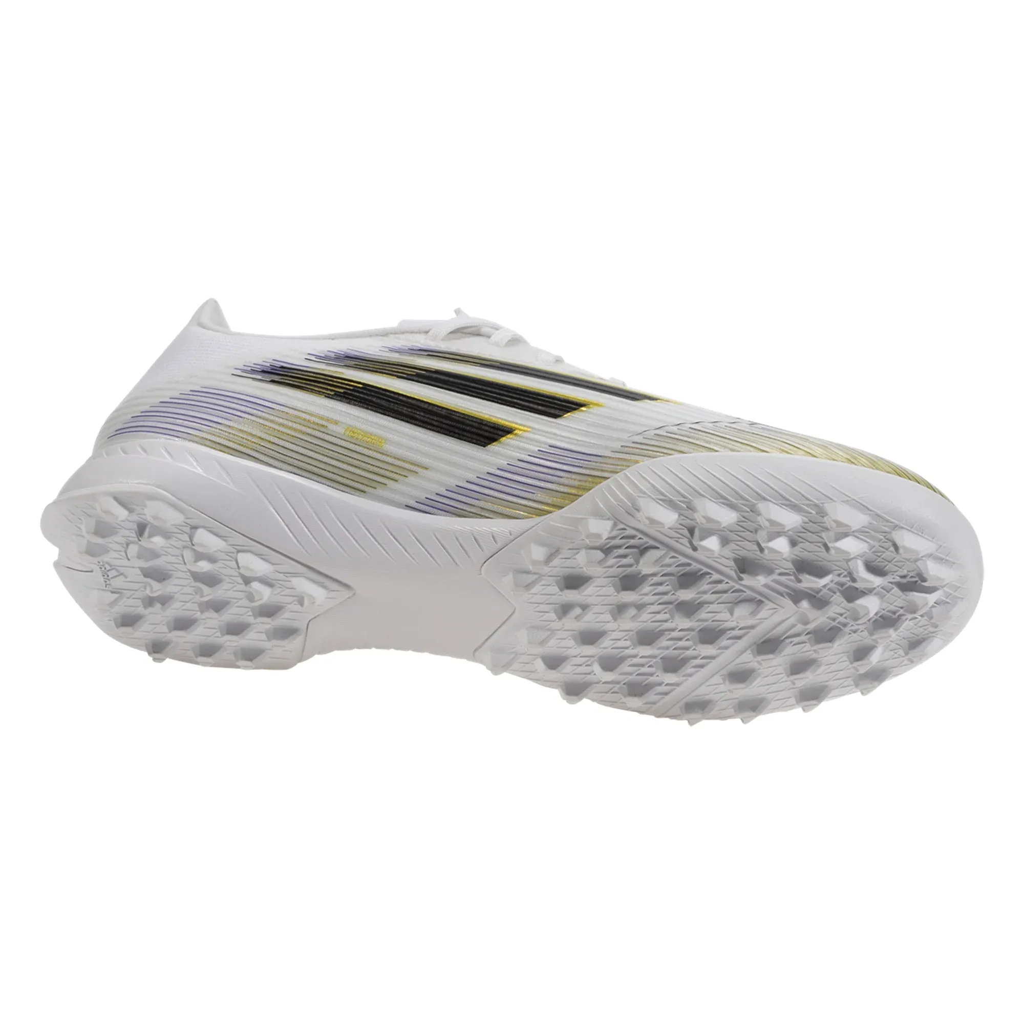 performance enhancement changing - room shoes adidas F50 League Turf Soccer Shoes (White/Black/Metallic Gold)