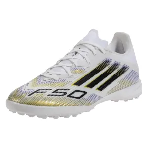 adidas F50 League Turf Soccer Shoes (White/Black/Metallic Gold) squash shoes Toddler Shoes