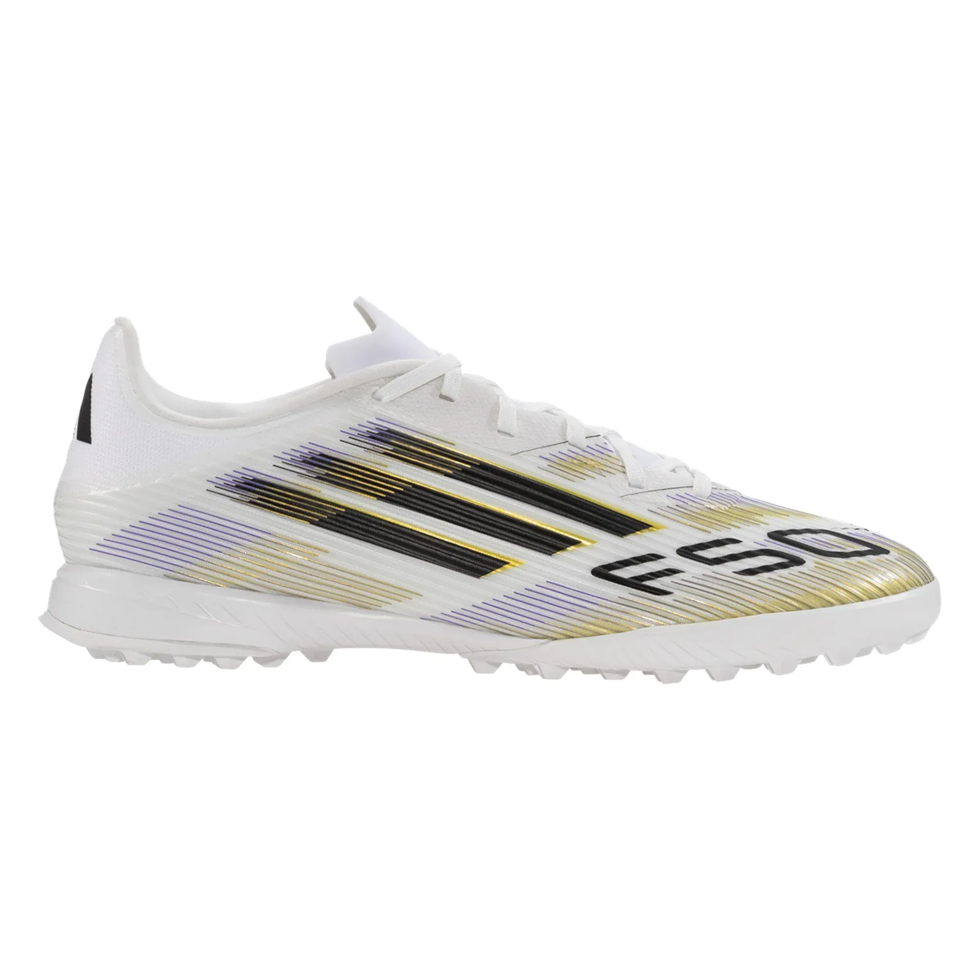 adidas F50 League Turf Soccer Shoes (White/Black/Metallic Gold) aerobic boots