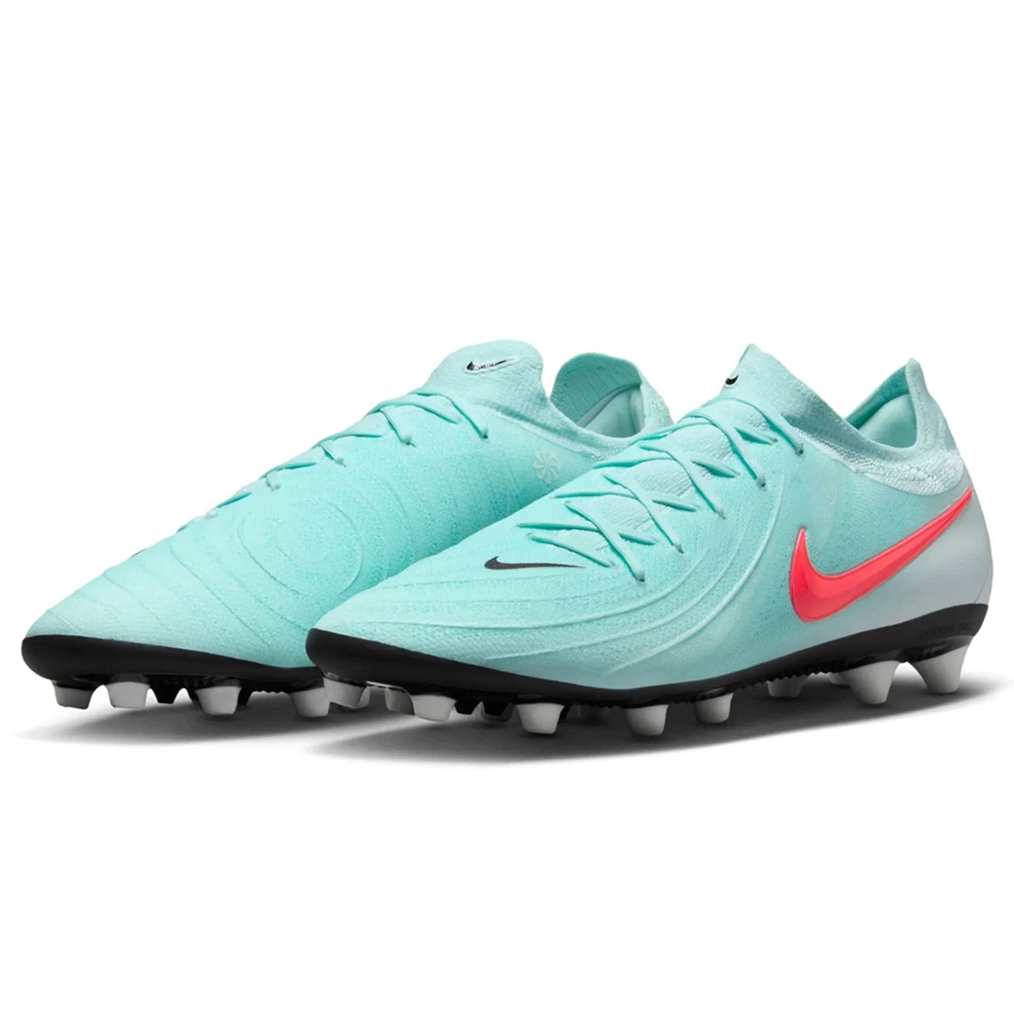 Nike Phantom GX II Pro AG-Pro Soccer Cleats (Mint/Atomic Red) School logo kids' shoes Reinforced toe