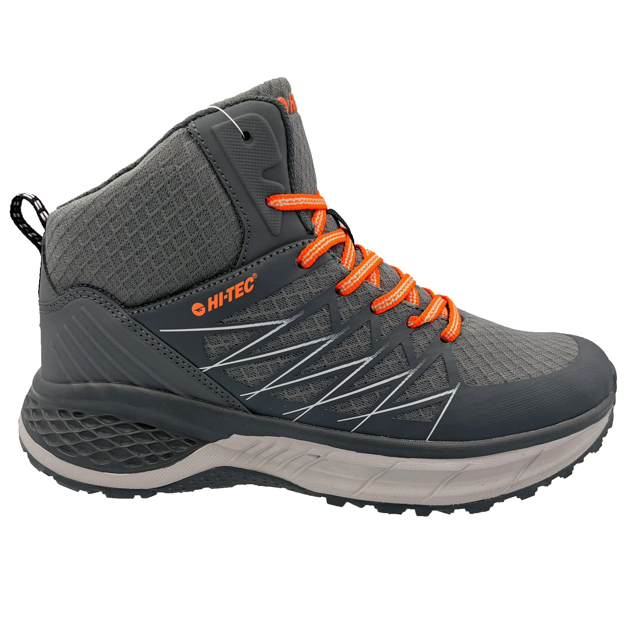 mesh construction Black Edge Hi-Tec Men's Destroyer Mid Dark Grey Trail Running Shoes