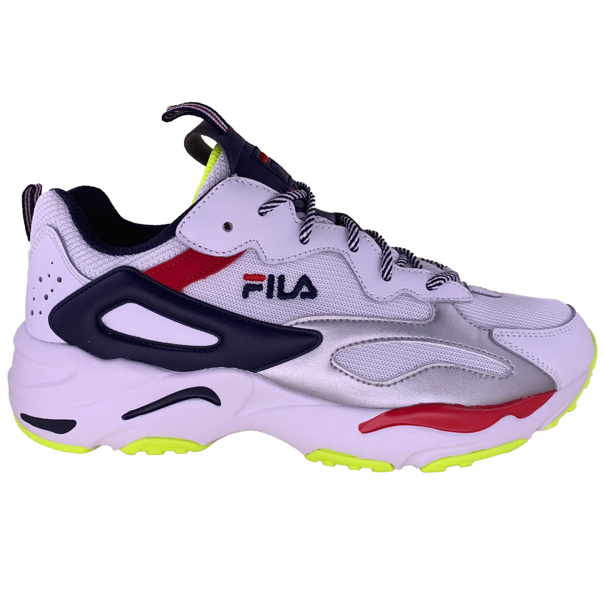 Fila Men's Ray Tracer White Navy Red Neon Casual Shoes Walk in Style