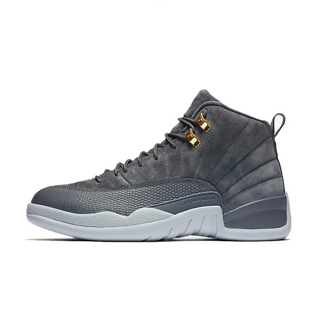 Durable Traction Pattern NIKE Air Jordan 12 Dark Grey AJ12 Original Womens Basketball Shoes Stability Height Increasing Sneakers For Women Shoes
