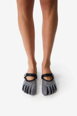 Greek Ease Crystal-Embellished Five-Toe Ballerina Belt Flat