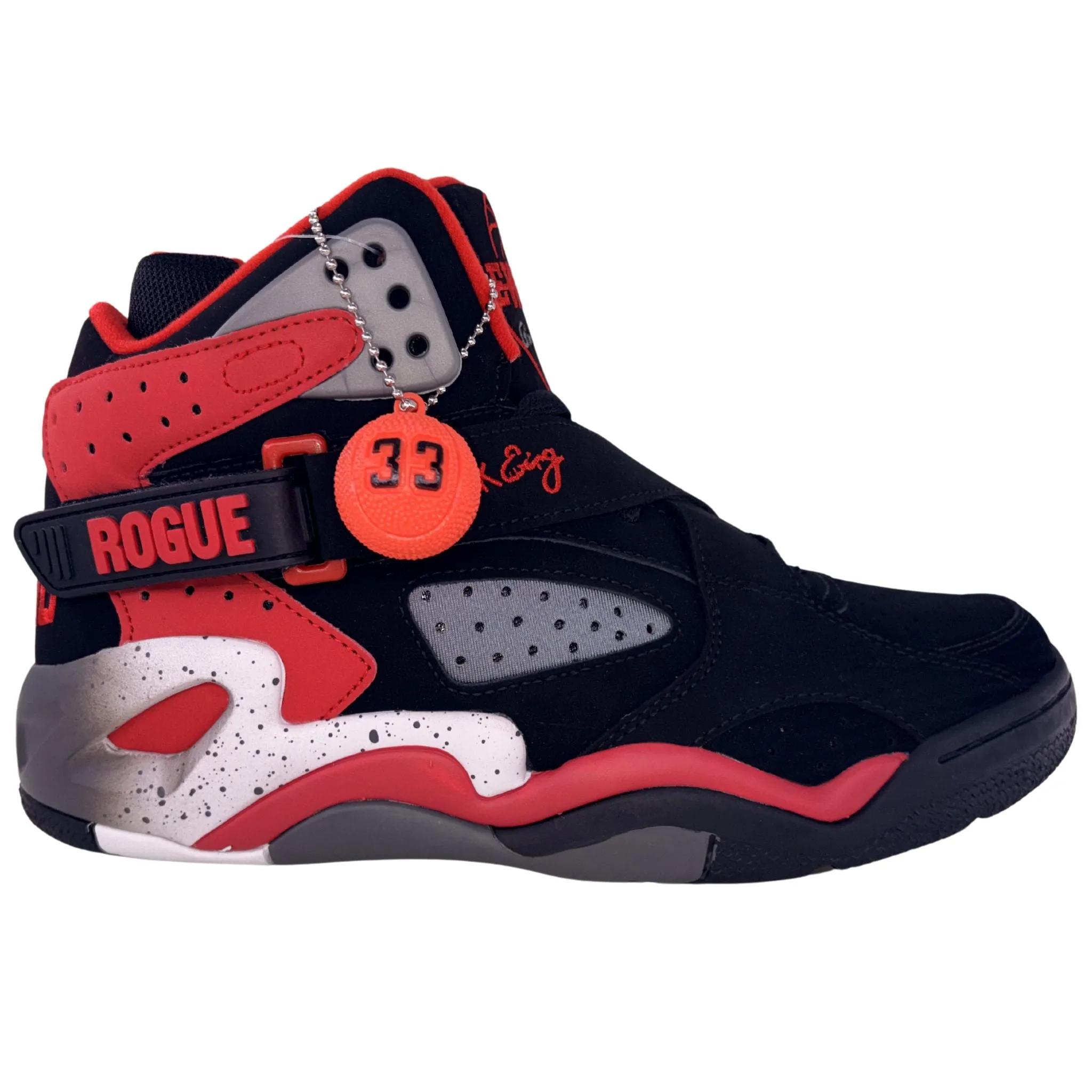 Ergonomic Design Patrick Ewing Athletics Men's 1EW90101-004 ROGUE Black Red Castlerock Basketball Shoes