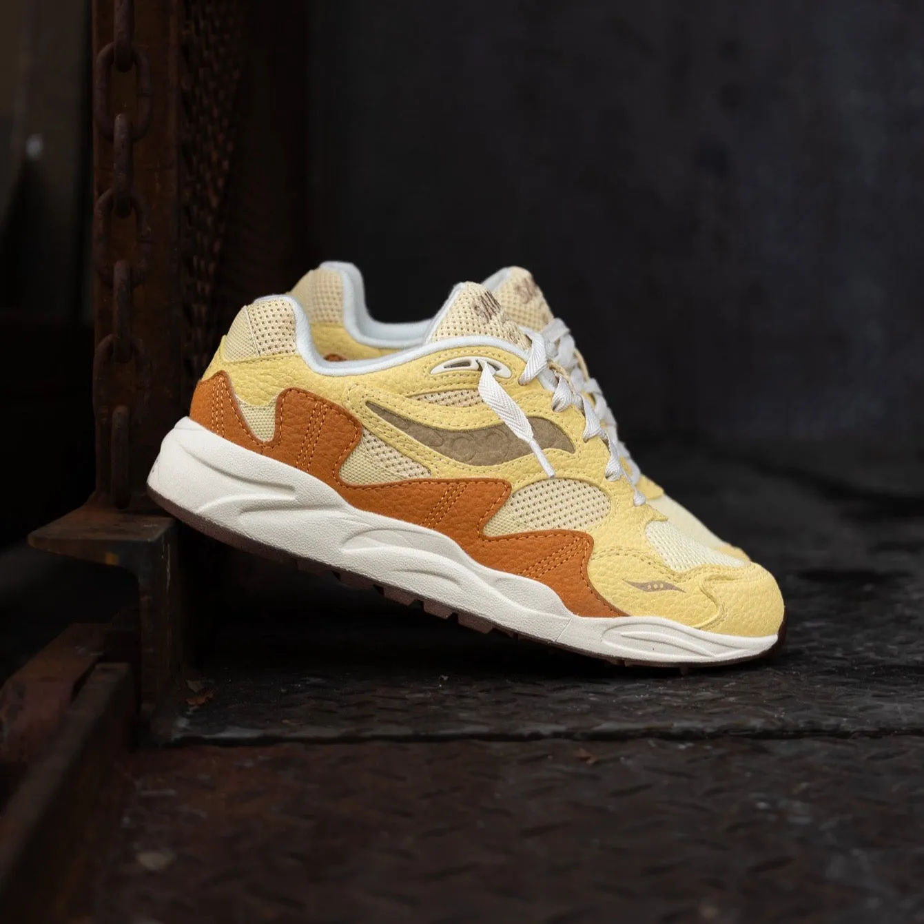 Leather Sole Mens Saucony Grid Shadow 2 (Mustard/Tan)