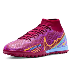 Nike Zoom Superfly 9 Academy KM Turf (Dark Beetroot/Metallic Vivid Gold) Shock absorption antibacterial shoes