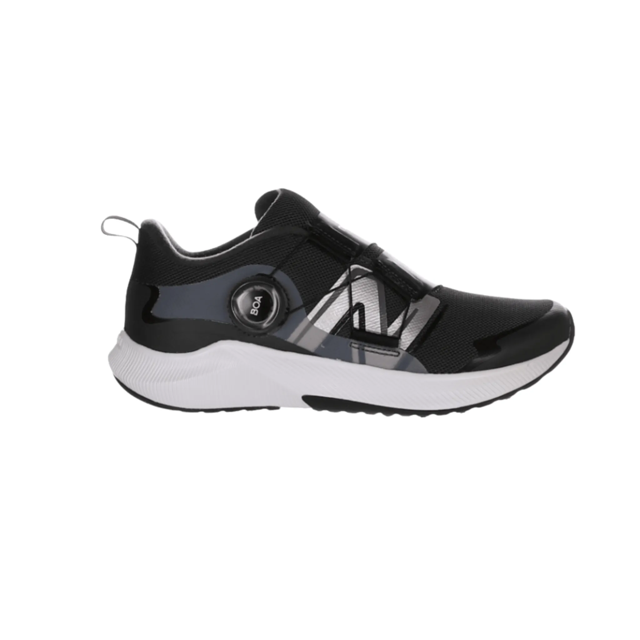 KID'S DYNASOFT REVEAL V4 BOA - BK4 BLACKTOP running in a kelp forest area shoes