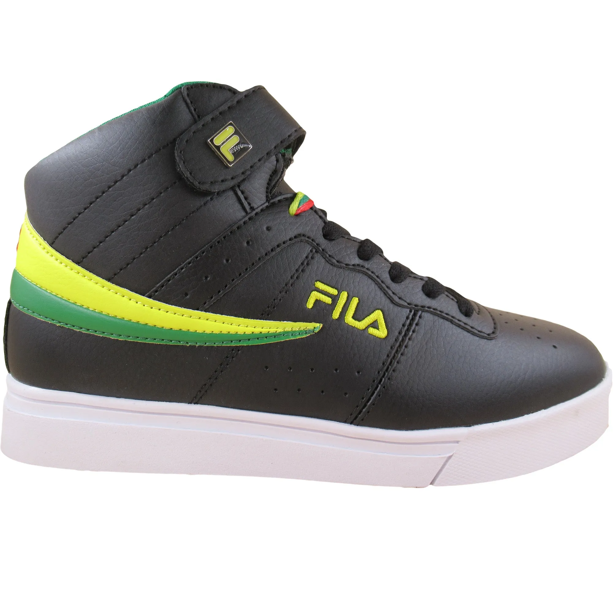 Fila Men's 1CM00349 026 Vulc 13 Mid Plus Black Green Yellow Red Rasta Casual Shoes Strike Step Every Moment