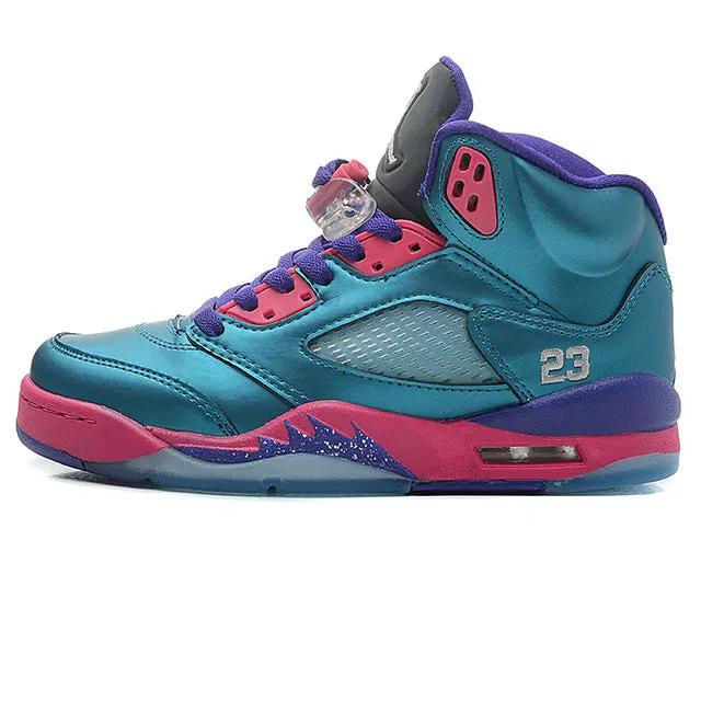 Nike Air Jordan 5 Retro GS Women's Basketball Shoes , Original Outdoor Shock-absorbing Sneakers, South Coast Green 440892 307 Heat Sealed Technology Agile Run