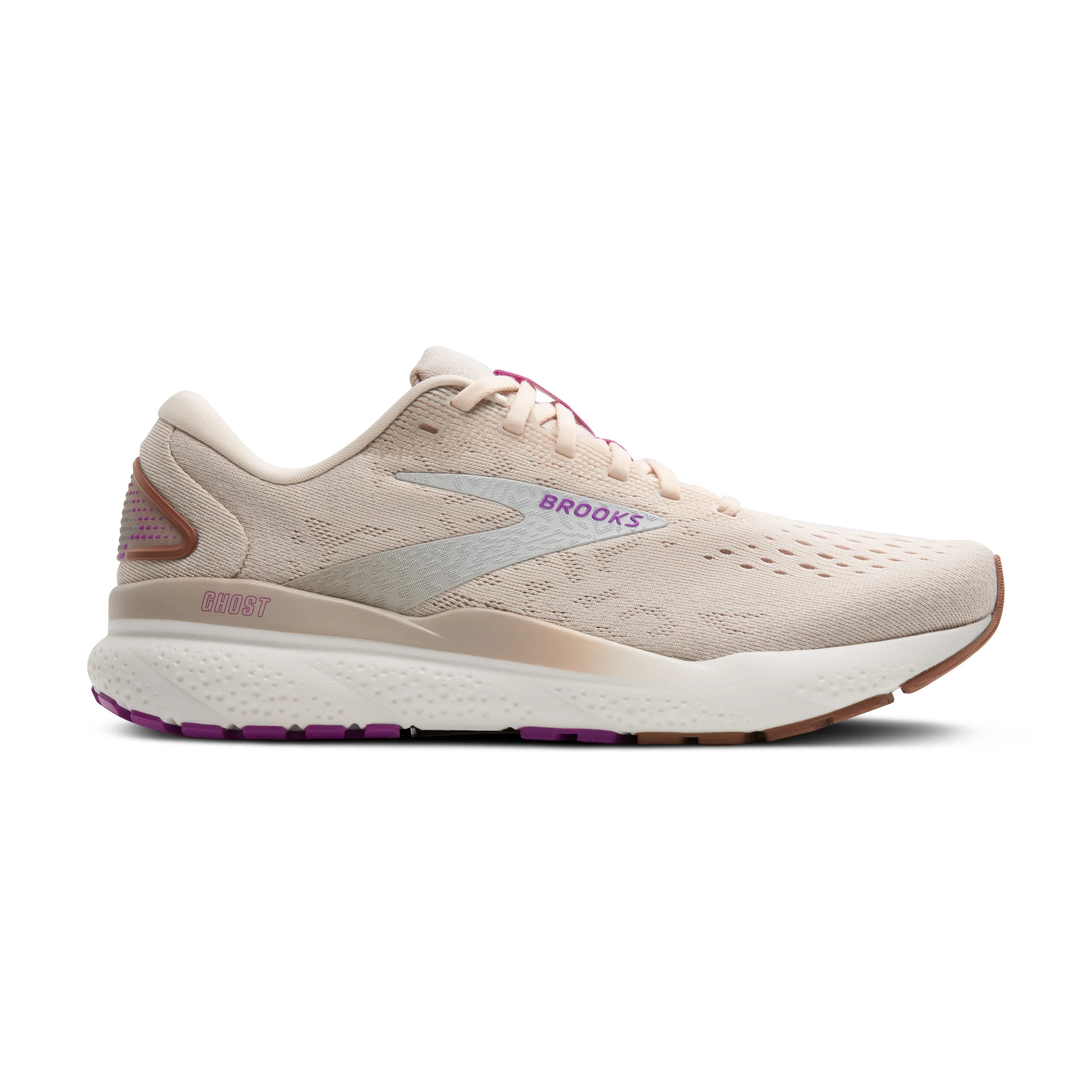 WOMEN'S GHOST 16 - B - 251 ALMOND PEACH/COCONUT/PURPLE daily runner shoes odor - control - technology - shoes