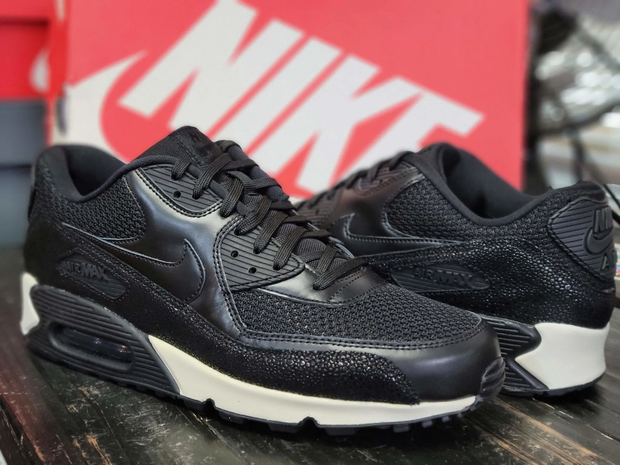 2014 Nike Air Max 90 Leather Black Pearl Training Shoes 705012-001 Men 11.5 budget - friendly shoe price