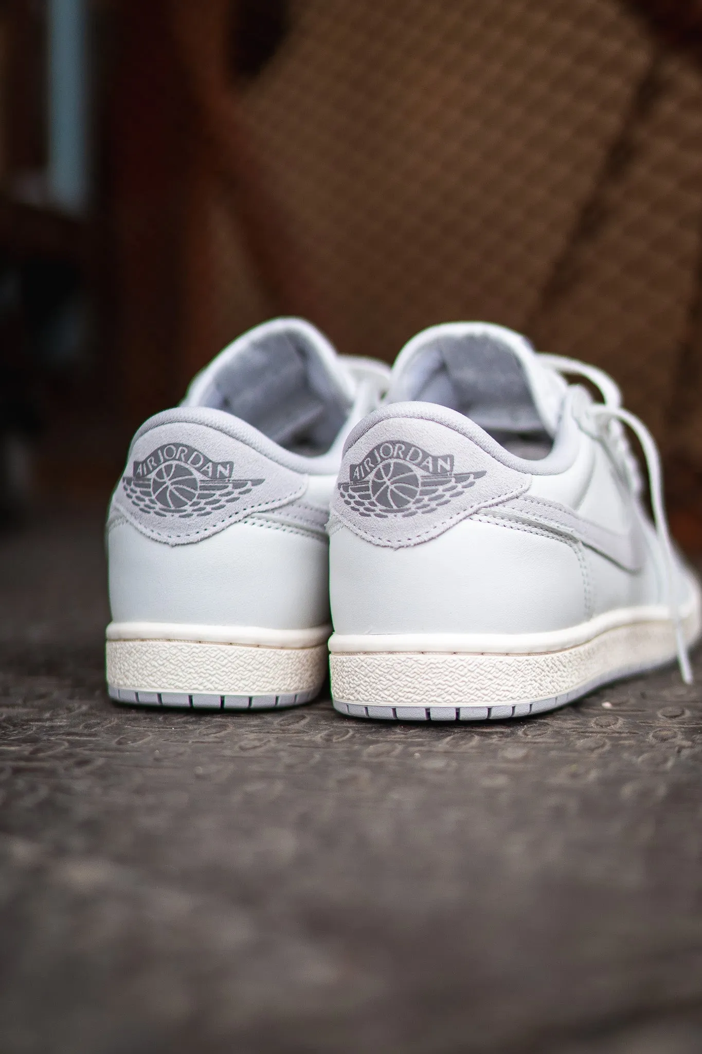 Mens Air Jordan 1 Low 85 (Summit White/Light Smoke Grey) Flexible Luxe cushioning