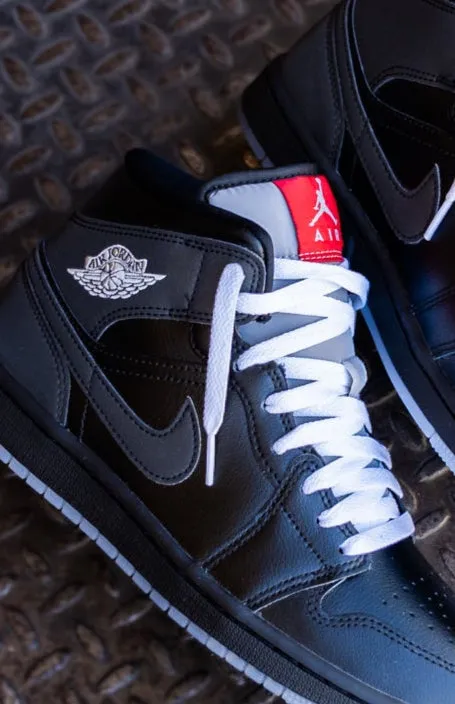 Breathable Lining Mens Air Jordan 1 Mid SE (Black/White/Wolf Grey)