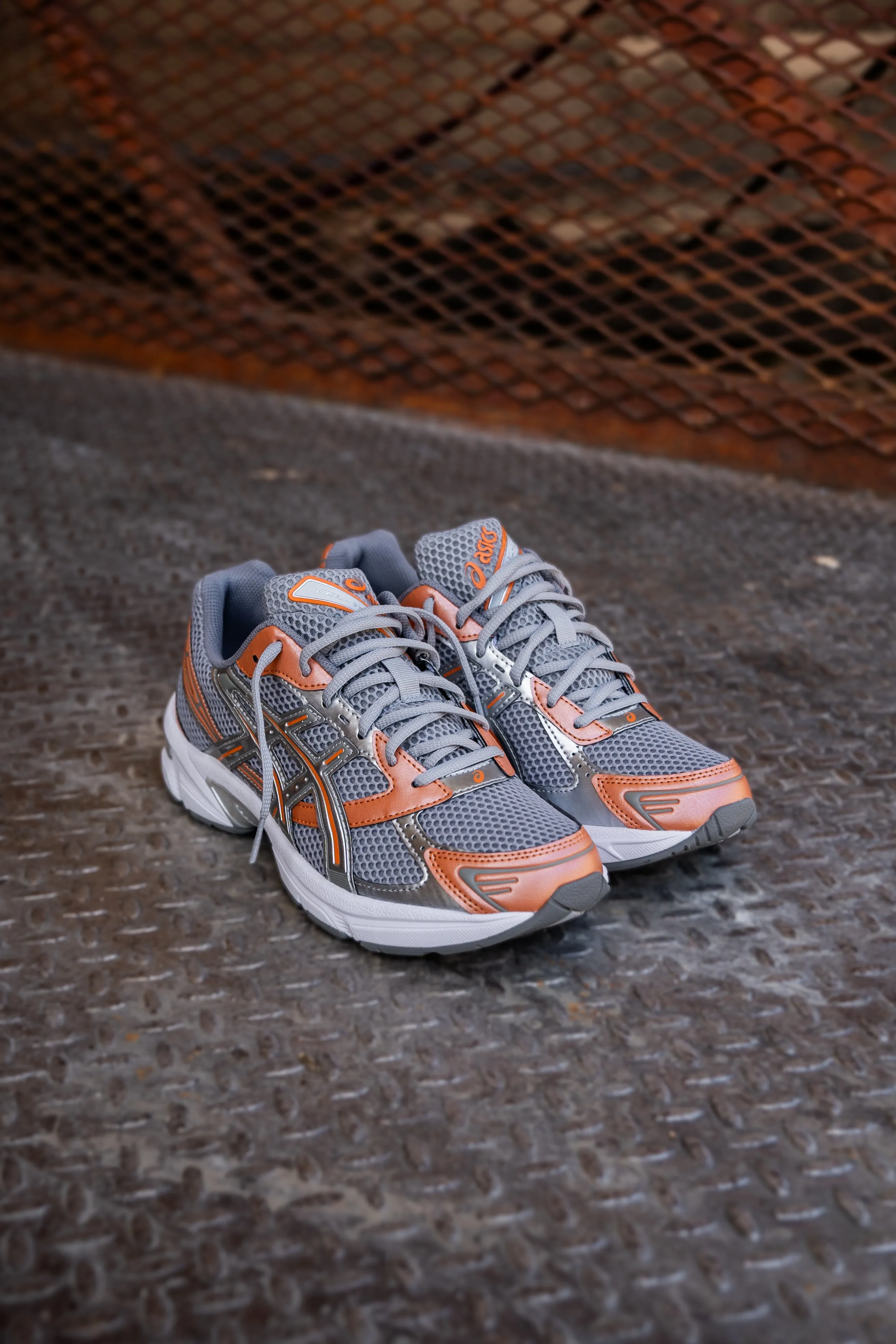 Mens Asics Gel-1130 (Cement Grey/Rust Orange) moisture - wicking