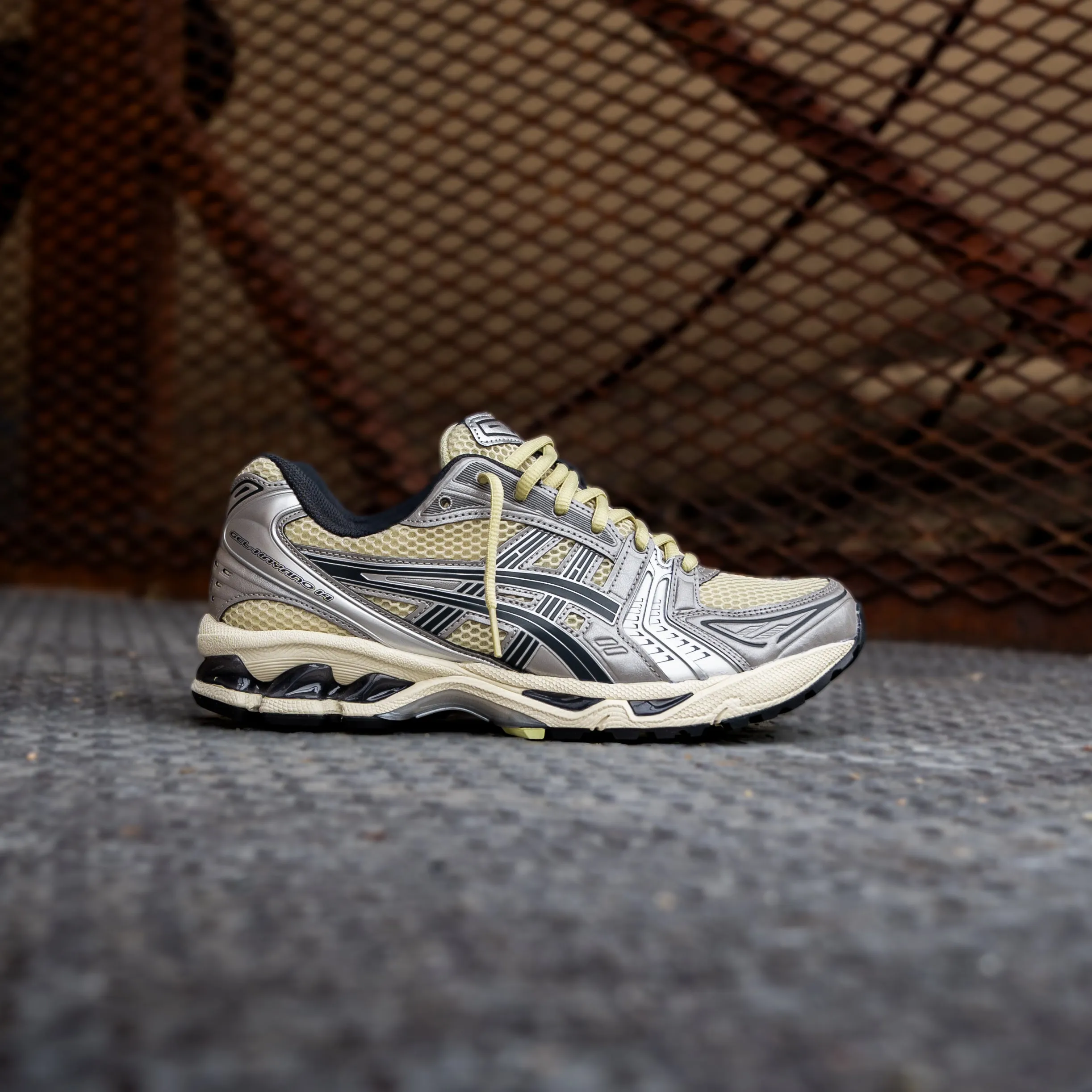 Mens Asics Gel Kayano 14 (Oyster White/Steeple Grey) basketball players' support Streamlined materials