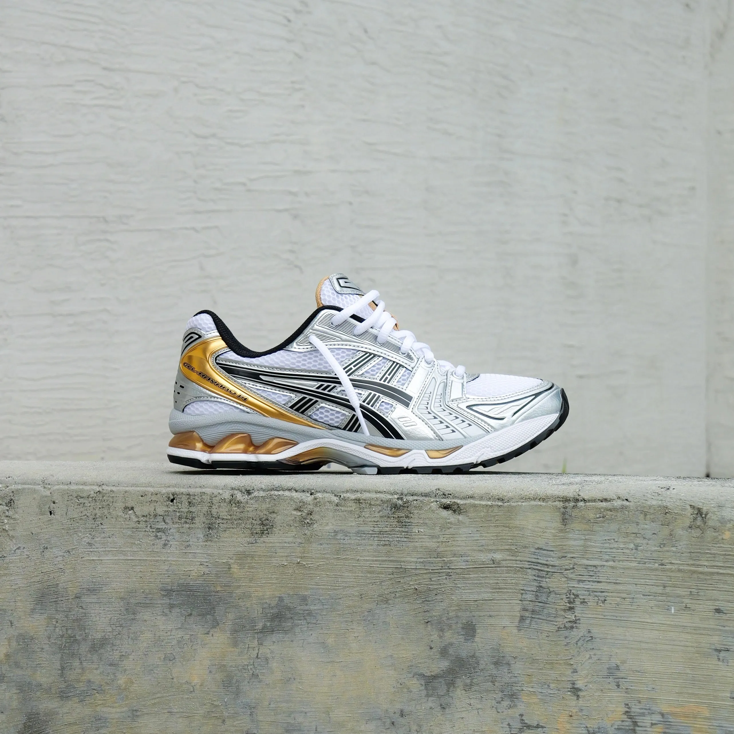 Mens Asics Gel-Kayano 14 (White/Pure Gold) Elevated Comfort