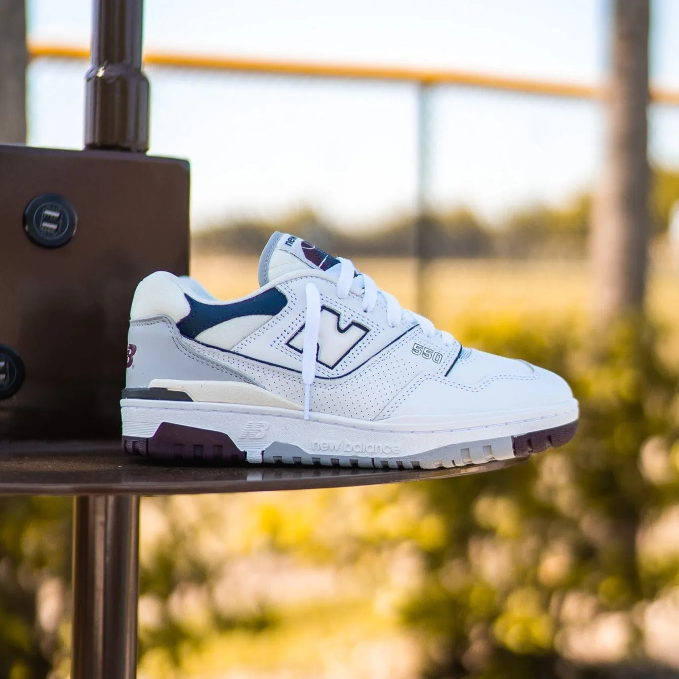 Correct contemporary Mens New Balance 550 (White/Burgundy) - BB550PWB
