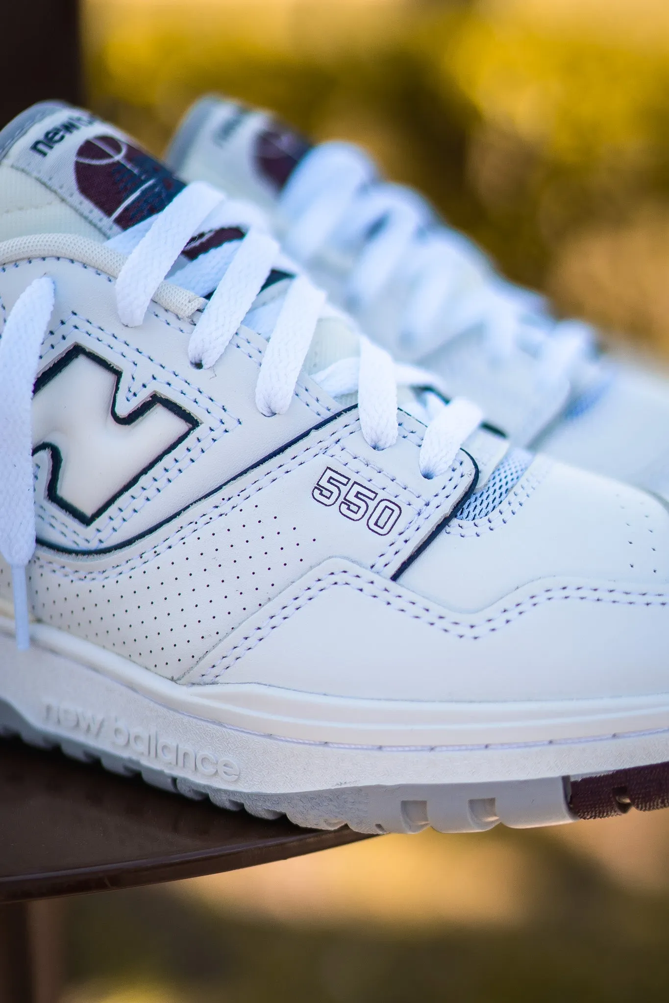 brightest Cushioned Mens New Balance 550 (White/Burgundy) - BB550PWB