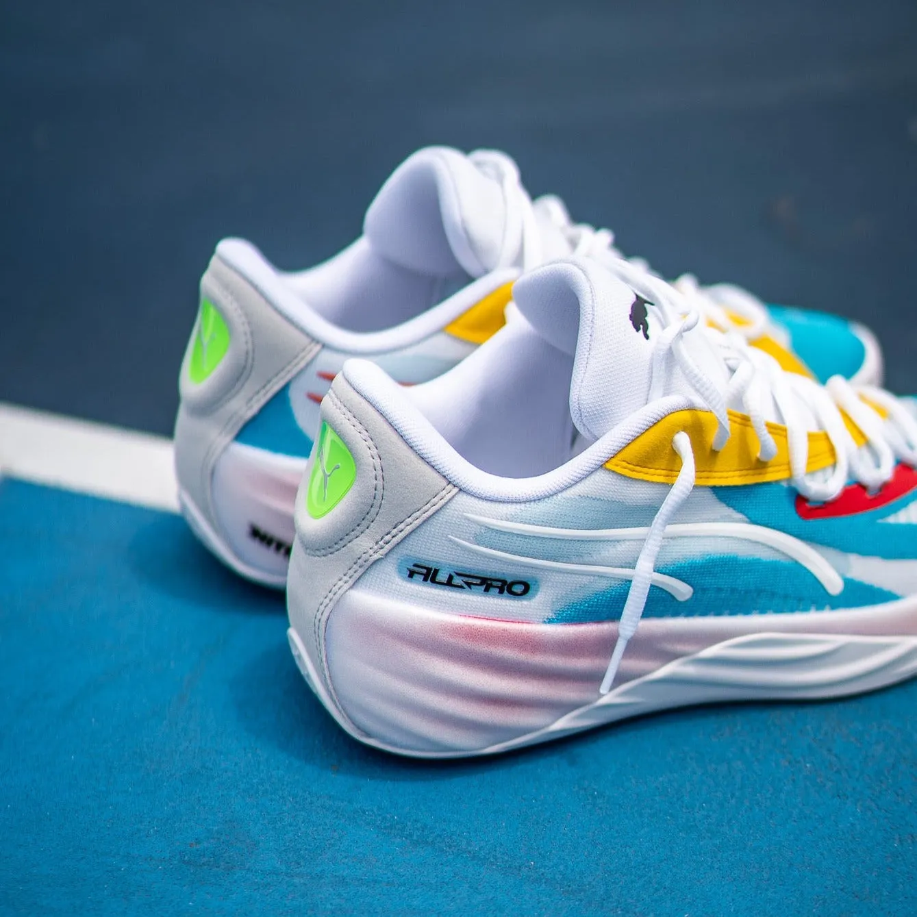 thrilling Mens Puma All-Pro Nitro (White/Multi)