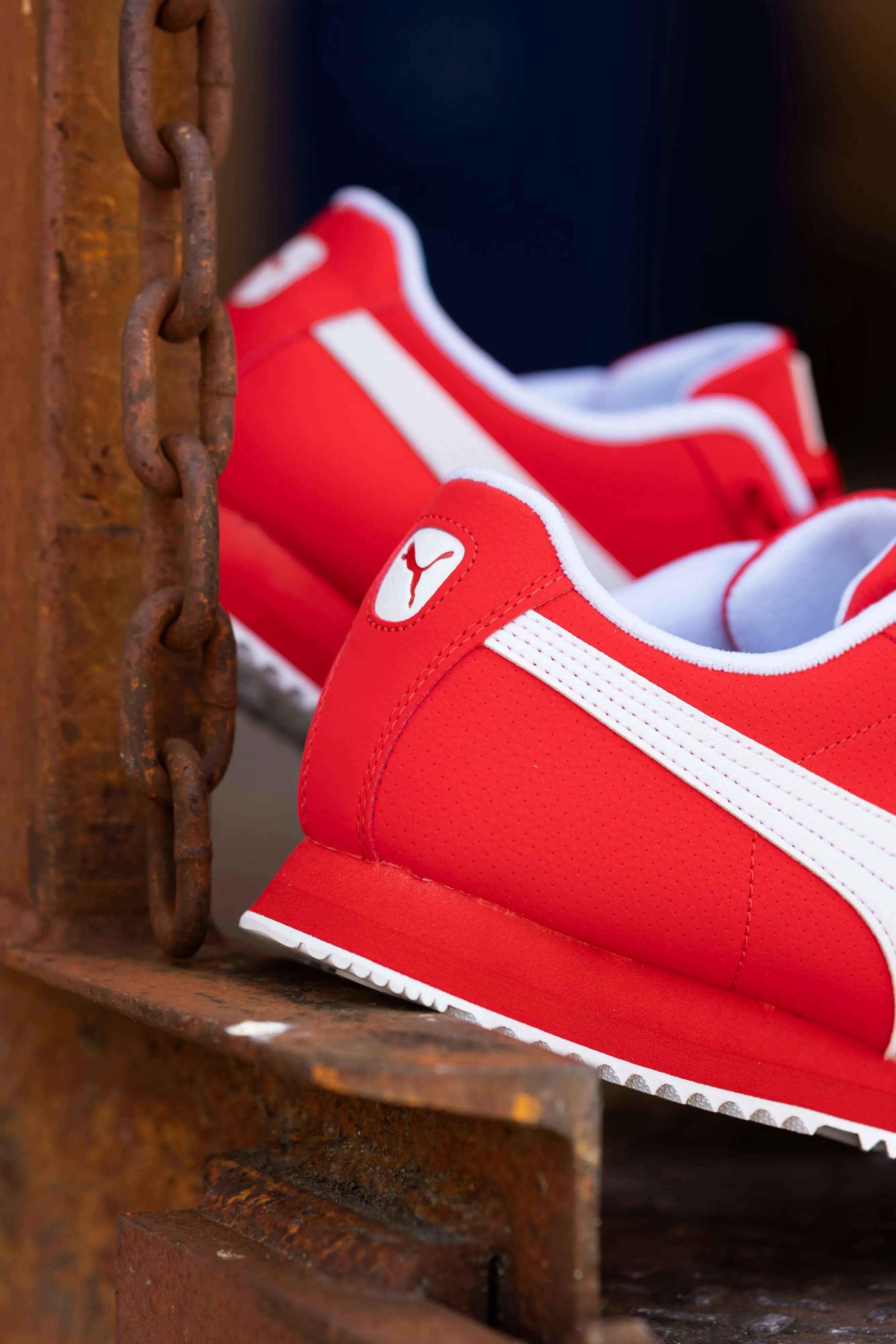 Mens Puma Roma 24 Reversed (For All Time Red/Puma White) Wide-fit embossed