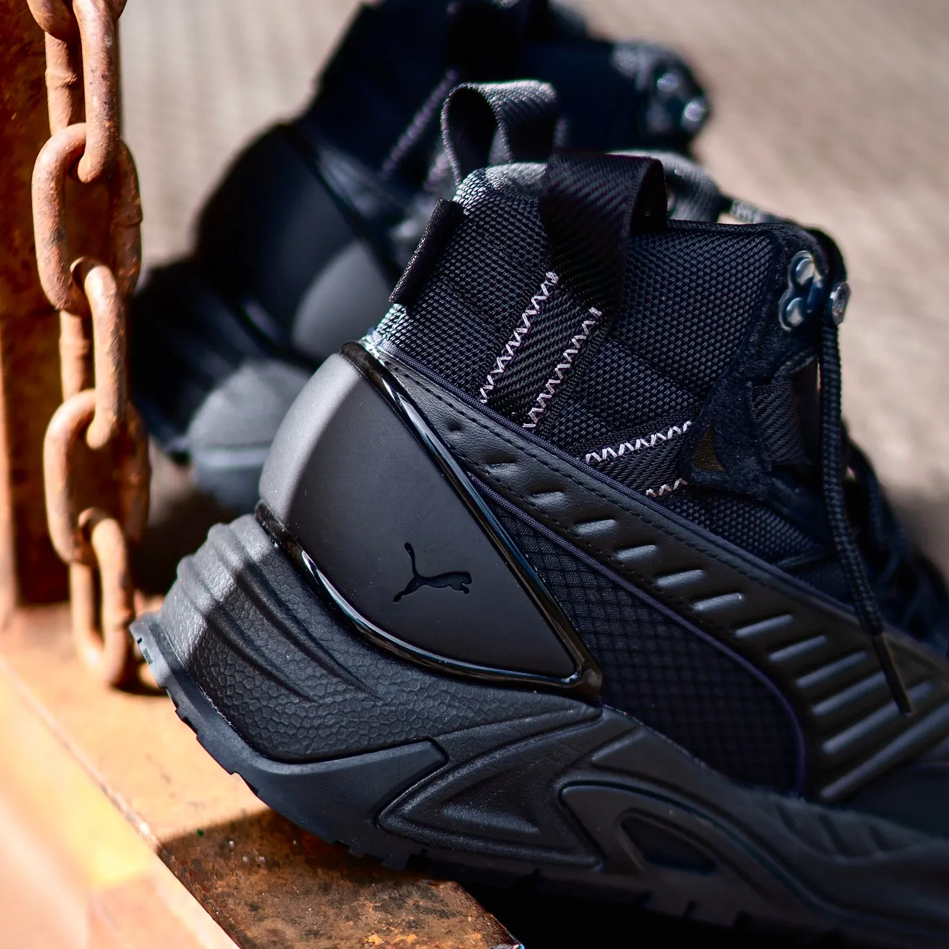 Summer Mens Puma RS-Trck Mid Lifestyle (Triple Black)