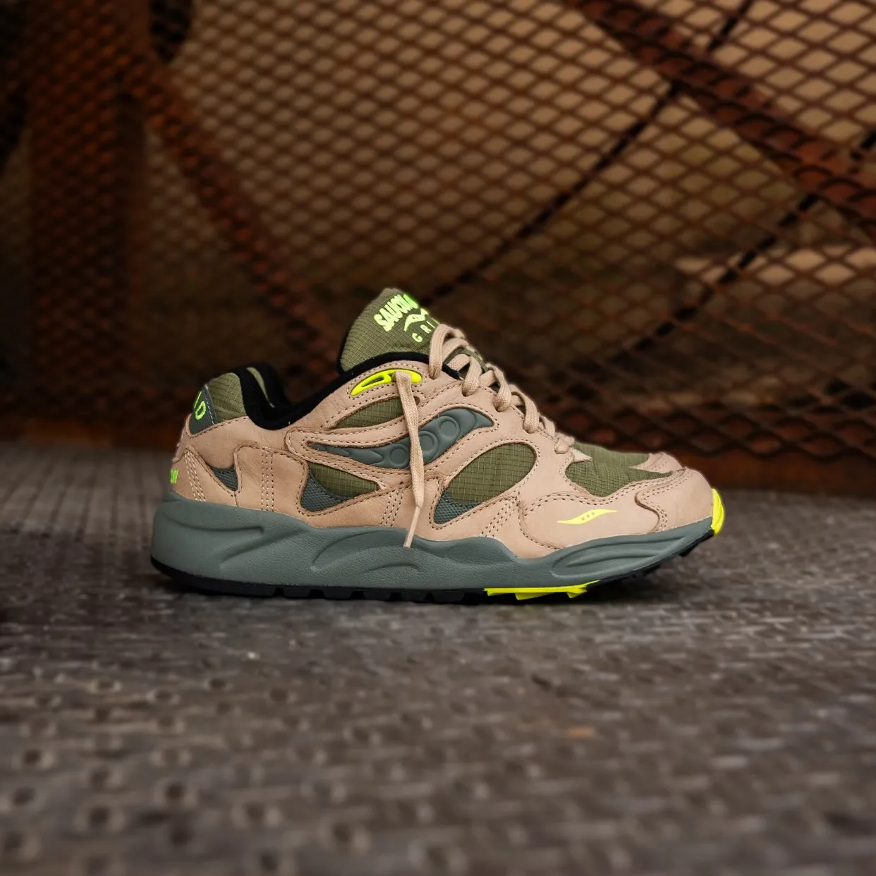 bodybuilders - specific functions Everyday Mens Saucony Grid Shadow 2 Premium (Avocado/Volt)