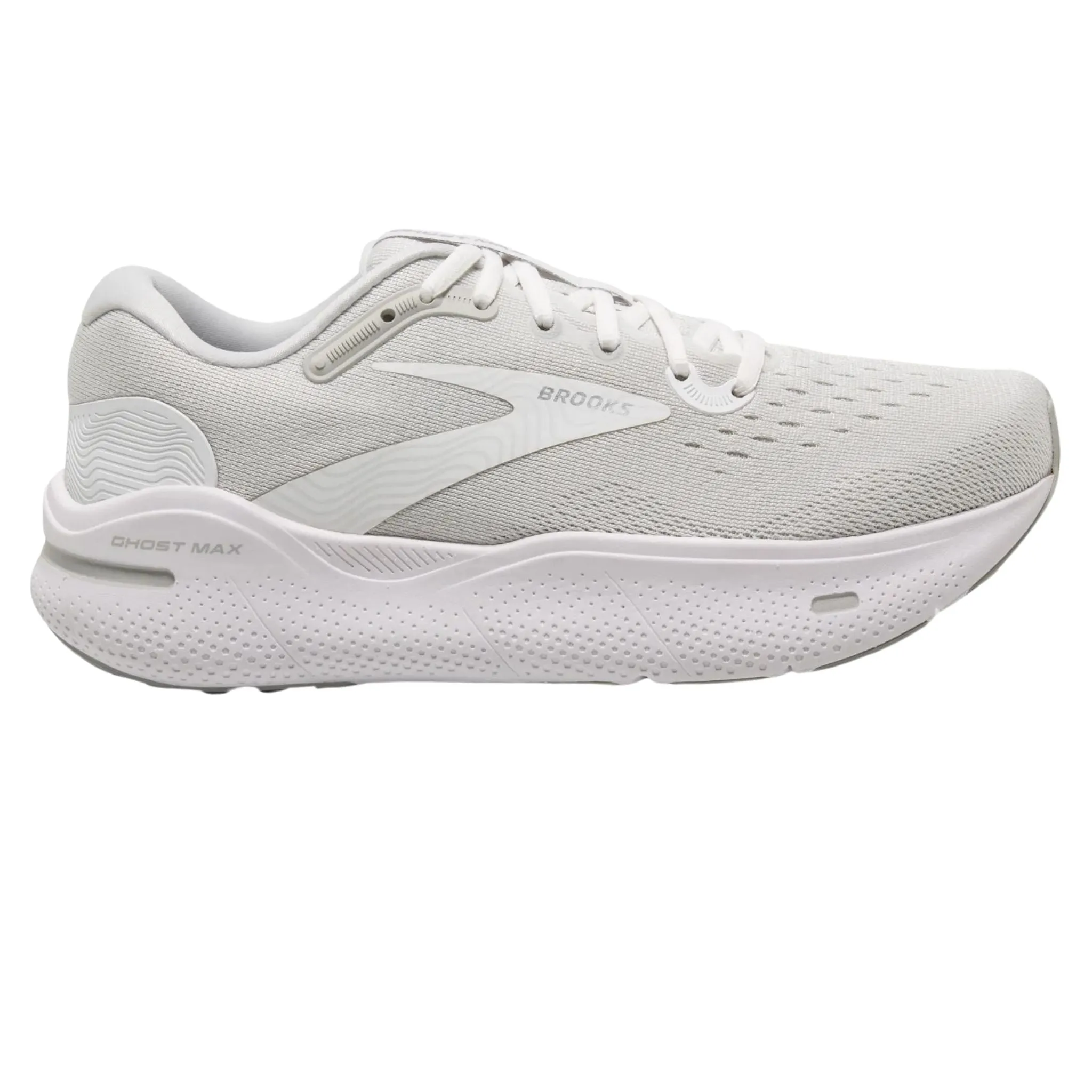 Narrow Toe Box Comfort Brooks Women's 120395 124 Ghost Max White Oyster Metallic Silver Cushion Neutral Running Shoes