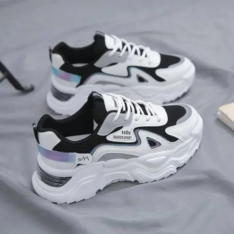 Mesh 2025-Women's Sneakers Platform Flat Shoes student Shoes Green Casual Trainers Ladies Chunky Sneakers Women Sports Shoes