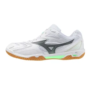 Water-resistant Secure Prime MIZUNO WAVE FANG PRO Badminton Shoes White/India Ink/Neo Mint UNISEX
