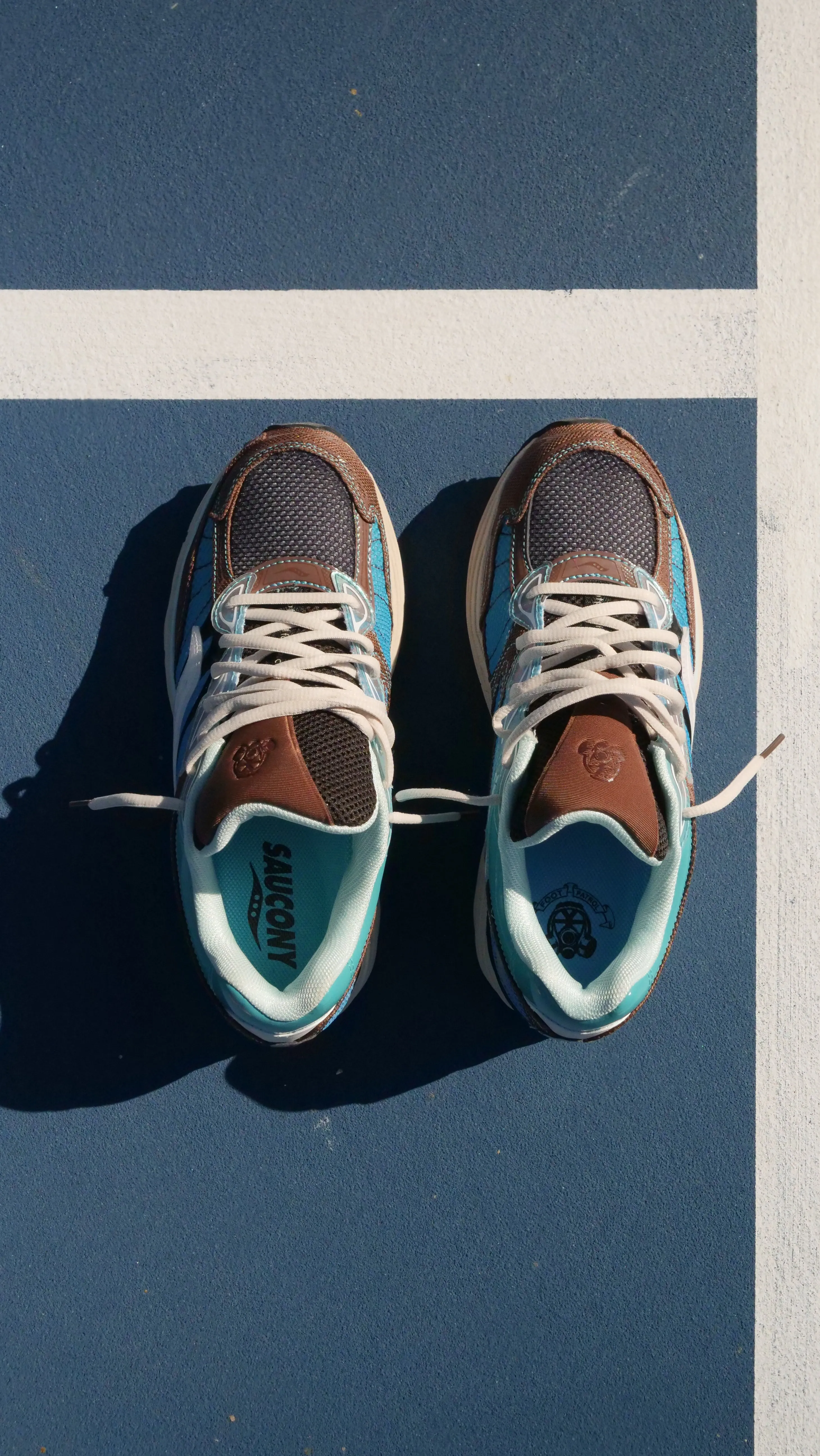 Mens Saucony x FootPatrol ProGrid Omni 9 (Blue/Brown) recognized Trustworthy