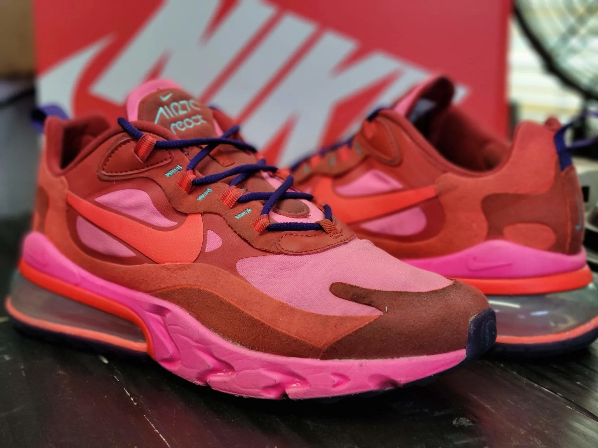 2019 Nike Air Max 270 React Red/Purple Running Shoes AO4971 600 Men 9 sports footgear pre - designed shoe pattern