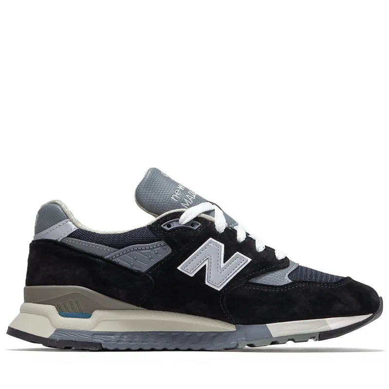 New Balance Made in USA 998 - Black/Silver customizable running shoes