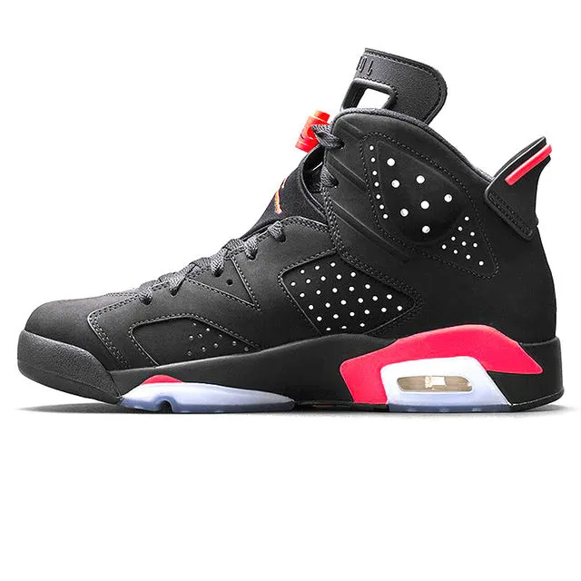 Nike Air Jordan 6 Black Infrared AJ6 Men Basketball Shoes, Black & Red, Shock Absorption Anti-Slip Support  Balance 384664 023 Jump Control