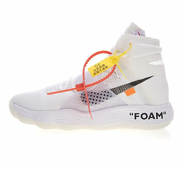 Land Soft Base Tear Resistant Material Nike HYPERDUNK 2017 FK OFF-WHITE Men's Basketball Shoes, White, Shock-absorbing Impact Resistant AJ4578-100