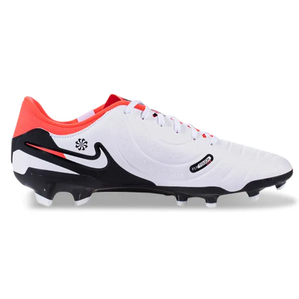 Nike Legend 10 Academy Firm Ground Soccer Cleats (White/Bright Crimson) School-age kids' shoes