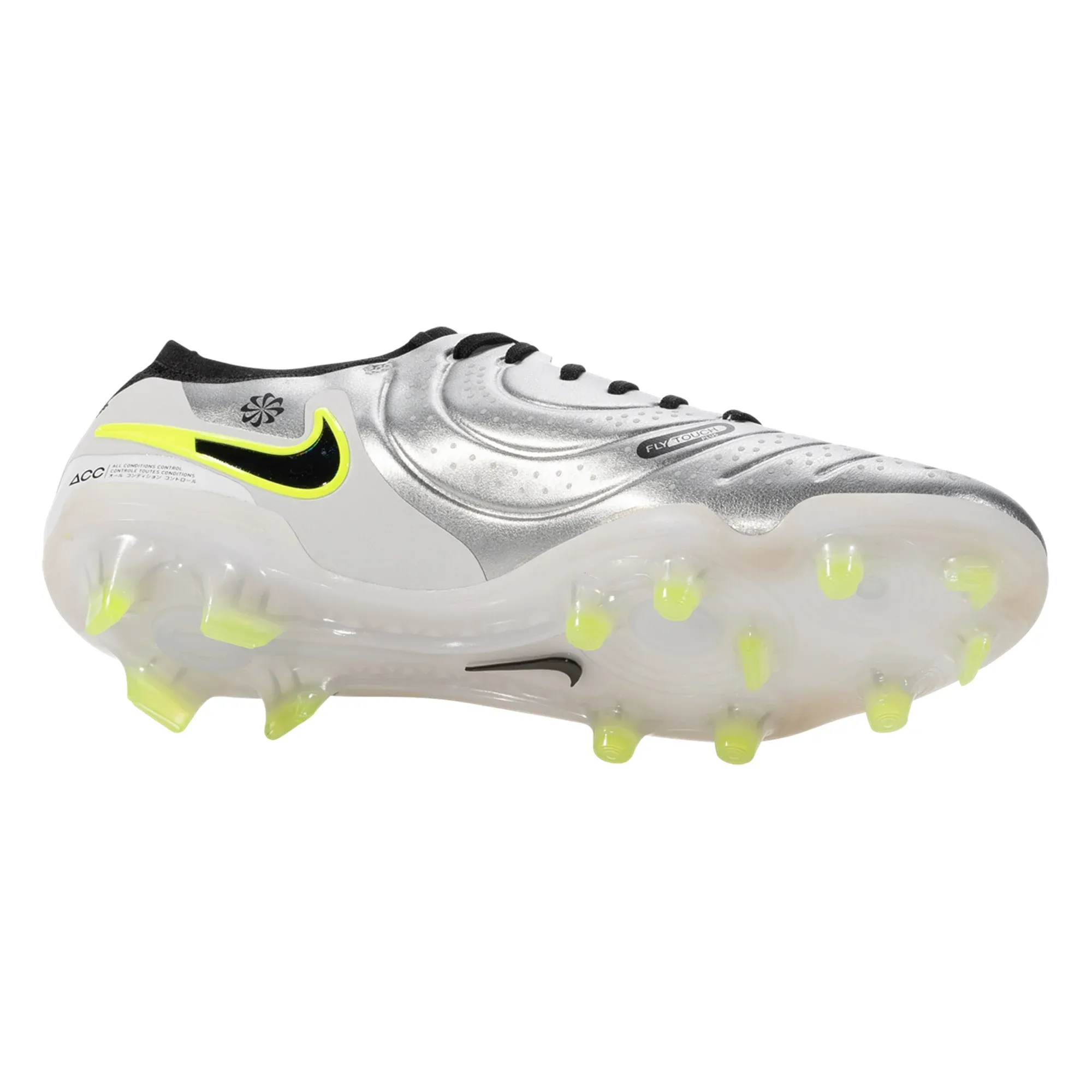 Nike Legend 10 Elite FG Soccer Cleats (Metallic Silver/Black-Volt) Running kids' shoes disc - golf - course shoes