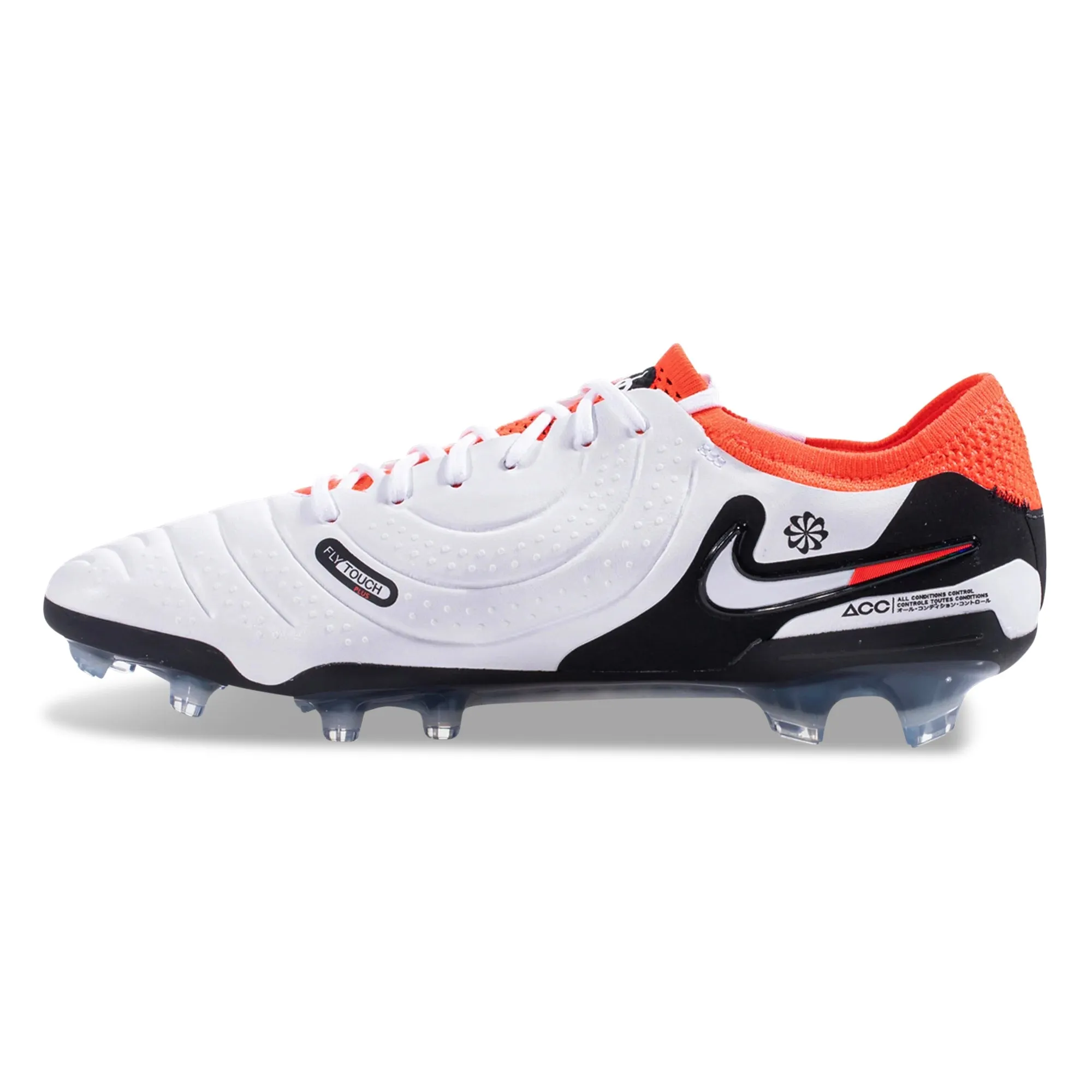 Nike Legend 10 Elite Firm Ground Soccer Cleats (White/Bright Crimson) Ankle Support sports shoes