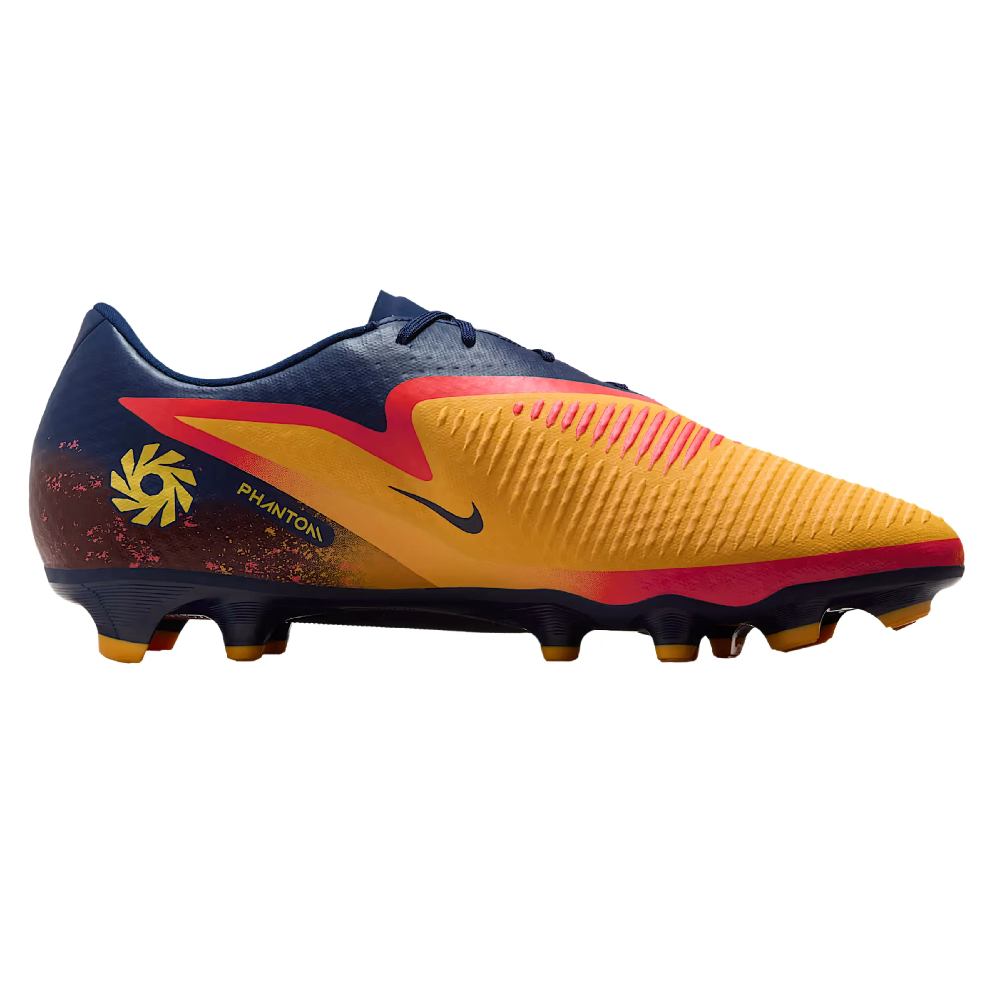 moisture - wicking shoes Nike Phantom 6 Low Academy Erling Haaland FG/MG Soccer Cleats (Laser Orange/Lemon Venom/Blue Void)