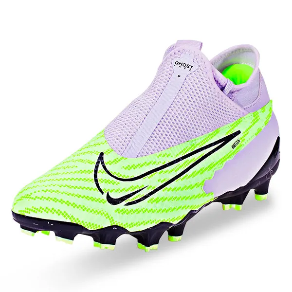 Nike Phantom GX Academy DF FG/MG Soccer Cleats (Barely Volt/Gridiron-Barely Grape) water - proof shoes football boots