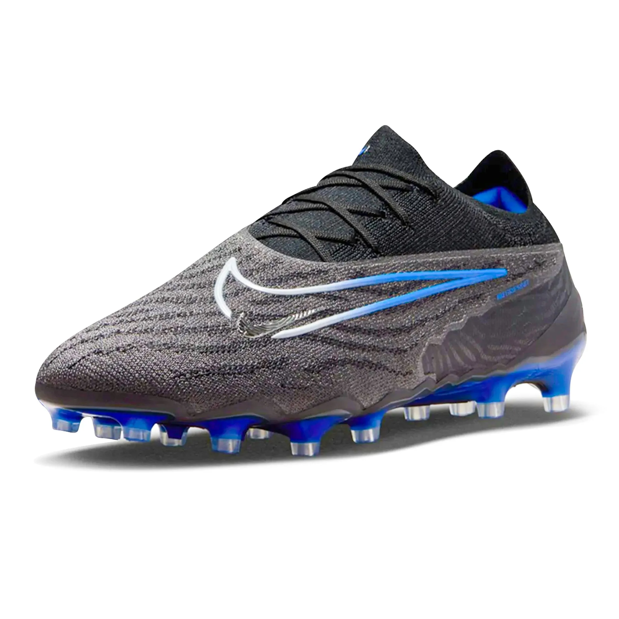 Nike Phantom GX Elite AG-Pro Soccer Cleats (Black/Chrome-Hyper Royal) polo - field shoes