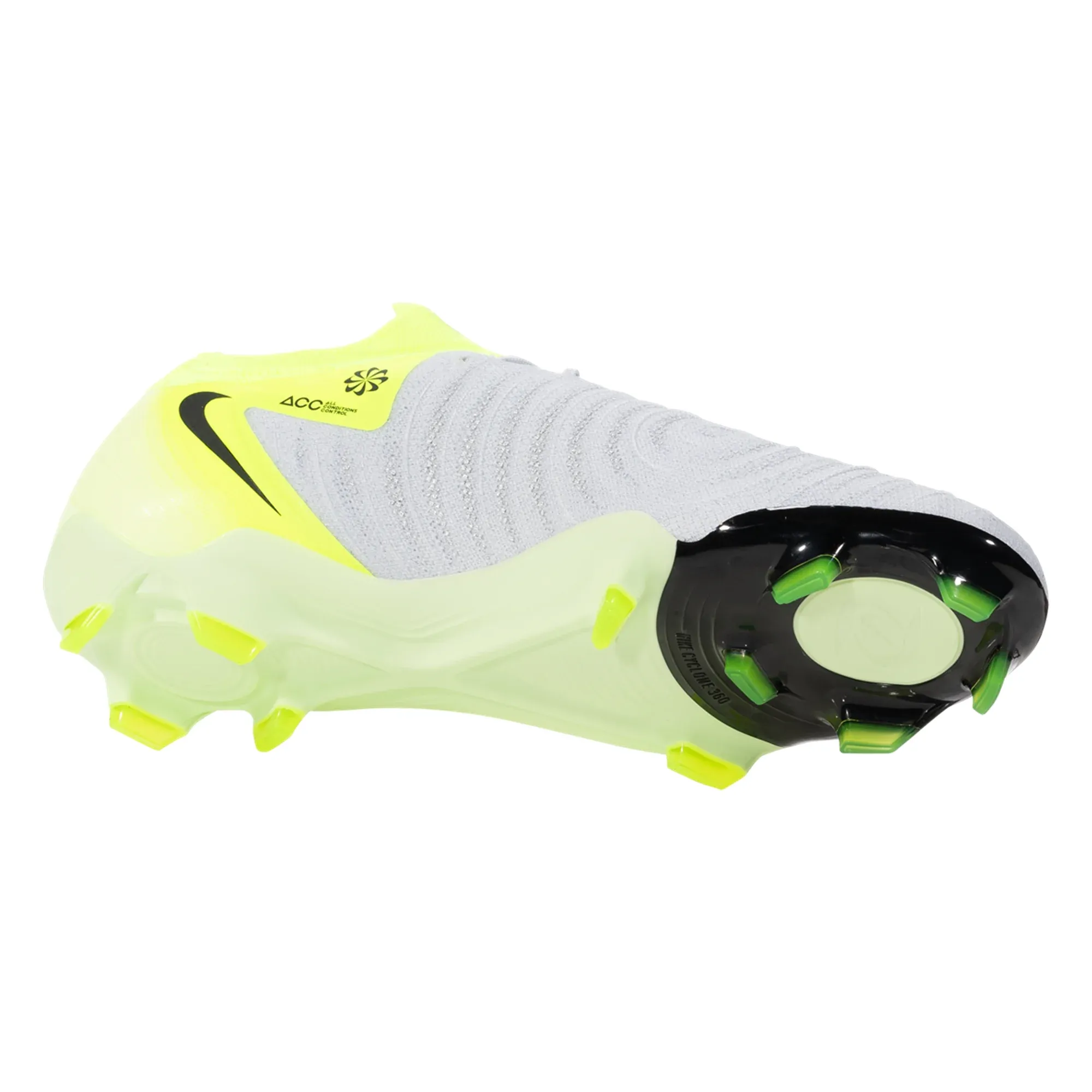 Nike Phantom GX II Pro FG Soccer Cleats (Metallic Silver/Black-Volt) School logo kids' shoes practice - field shoes